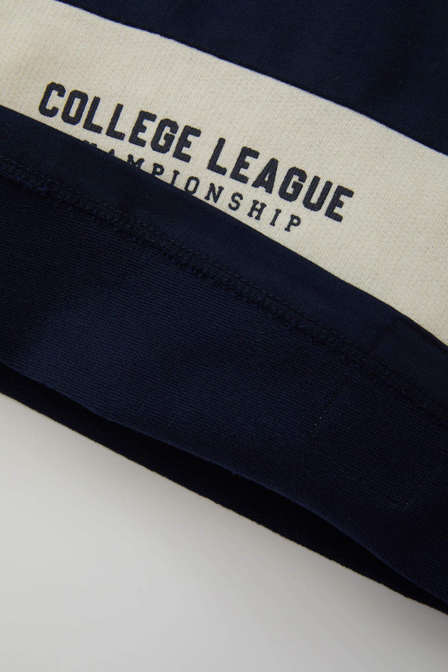 Erkek Bebek Polo Yaka Baskılı Okul Sweatshirt