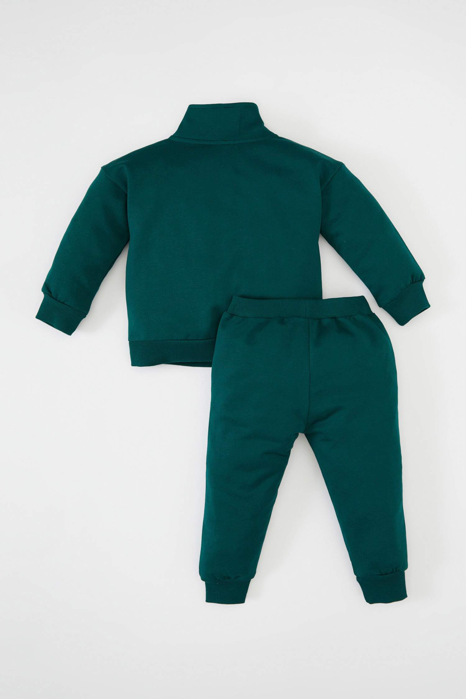 Erkek Bebek 2'li Takım Okul Baskılı Fermuarlı Dik Yaka Sweatshirt Beli Lastikli Jogger Eşofman Altı