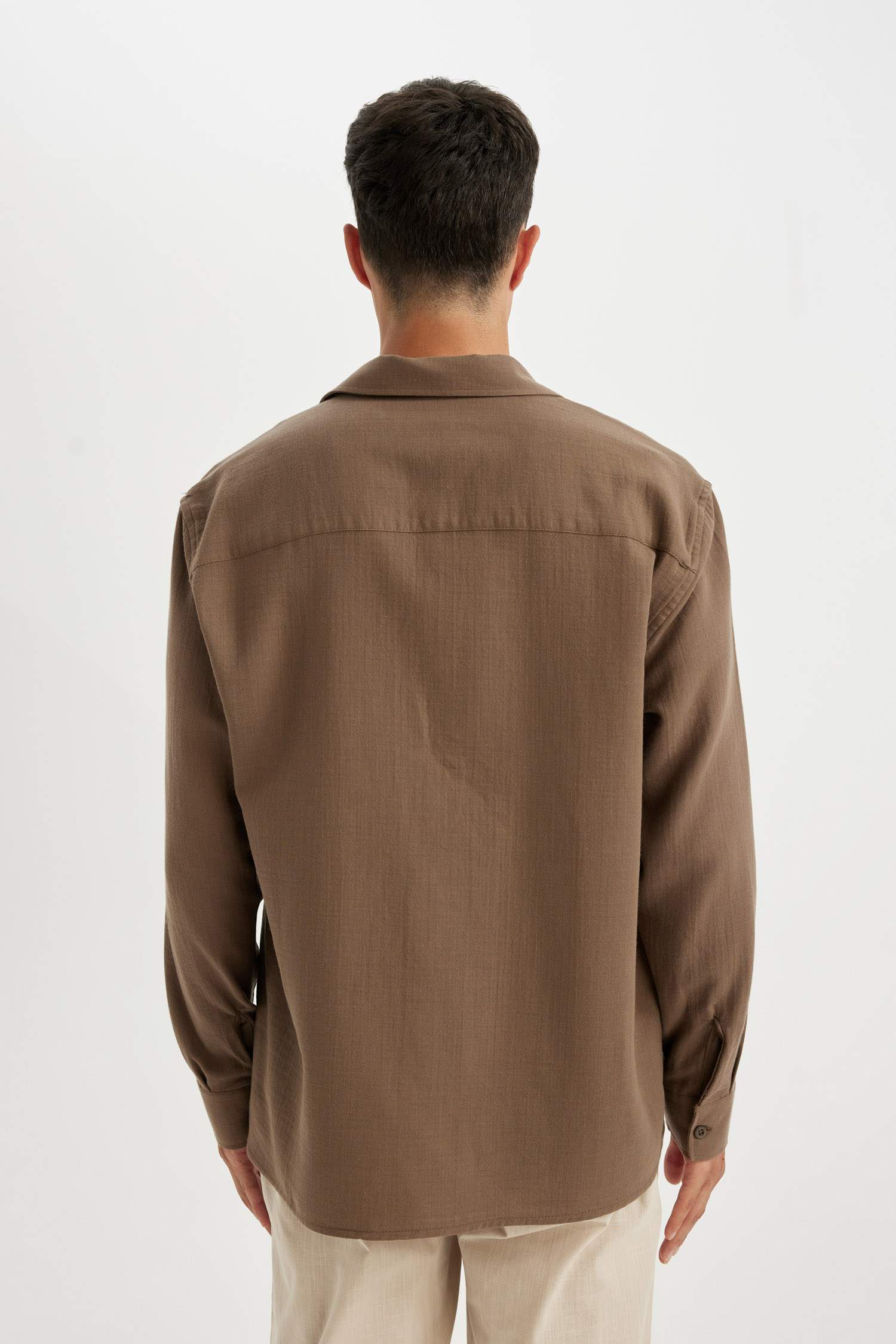 Regular Fit Polo Neck Cotton Shirt