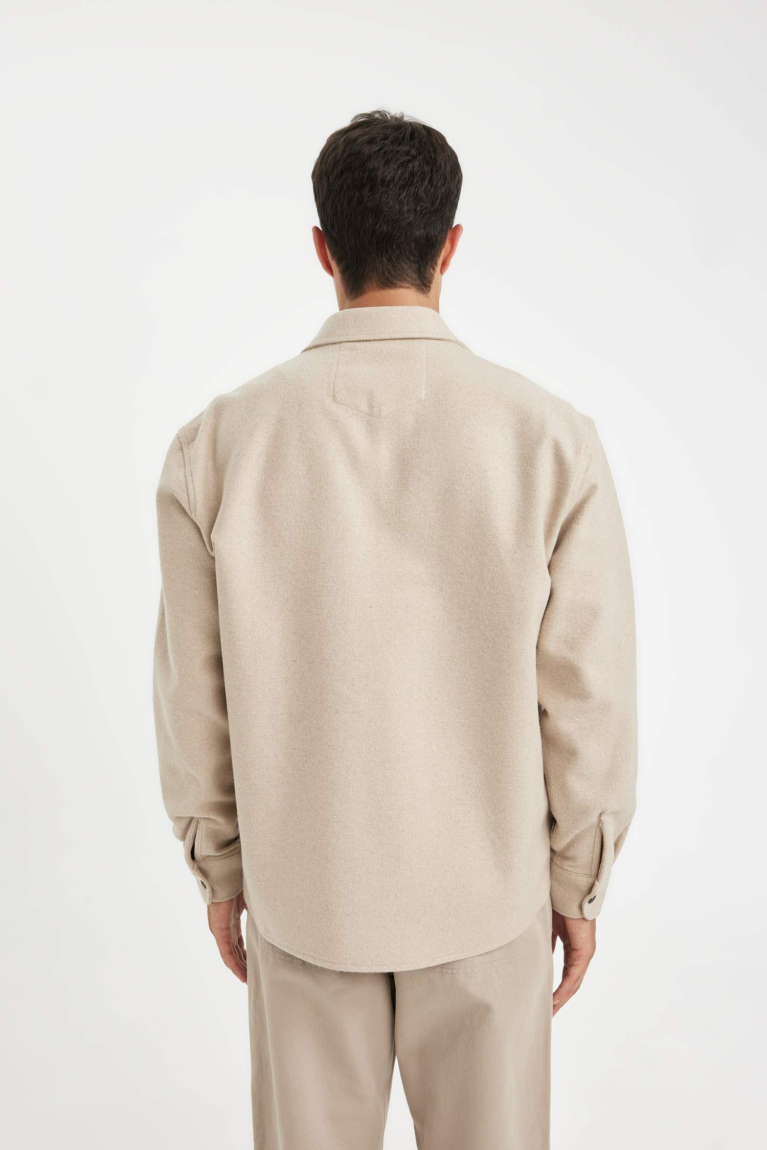 Regular Fit Polo Yaka Basic Düz Pamuk Karışımlı Uzun Kollu Gömlek