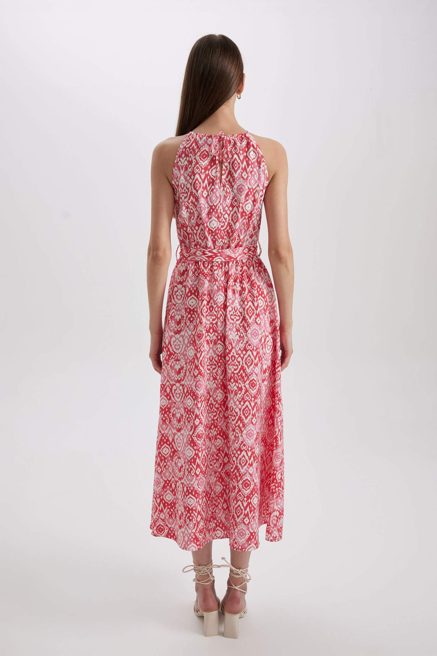 Halter Neck Printed Sleeveless Maxi Dress