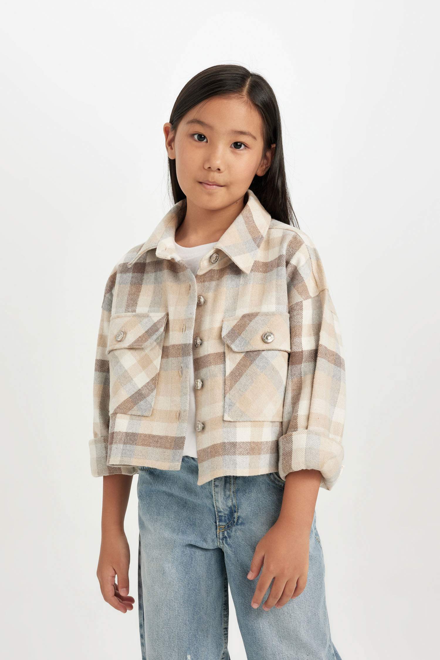 قميص كاروهات كروب بناتي كم طويل