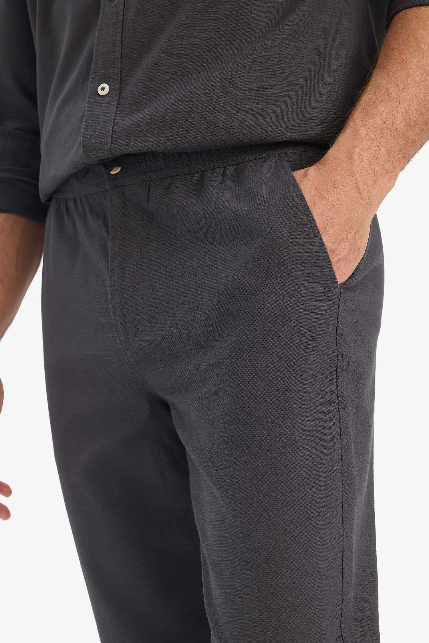 بنطلون جوجر قطن سليم فيت ذو مظهر كتان