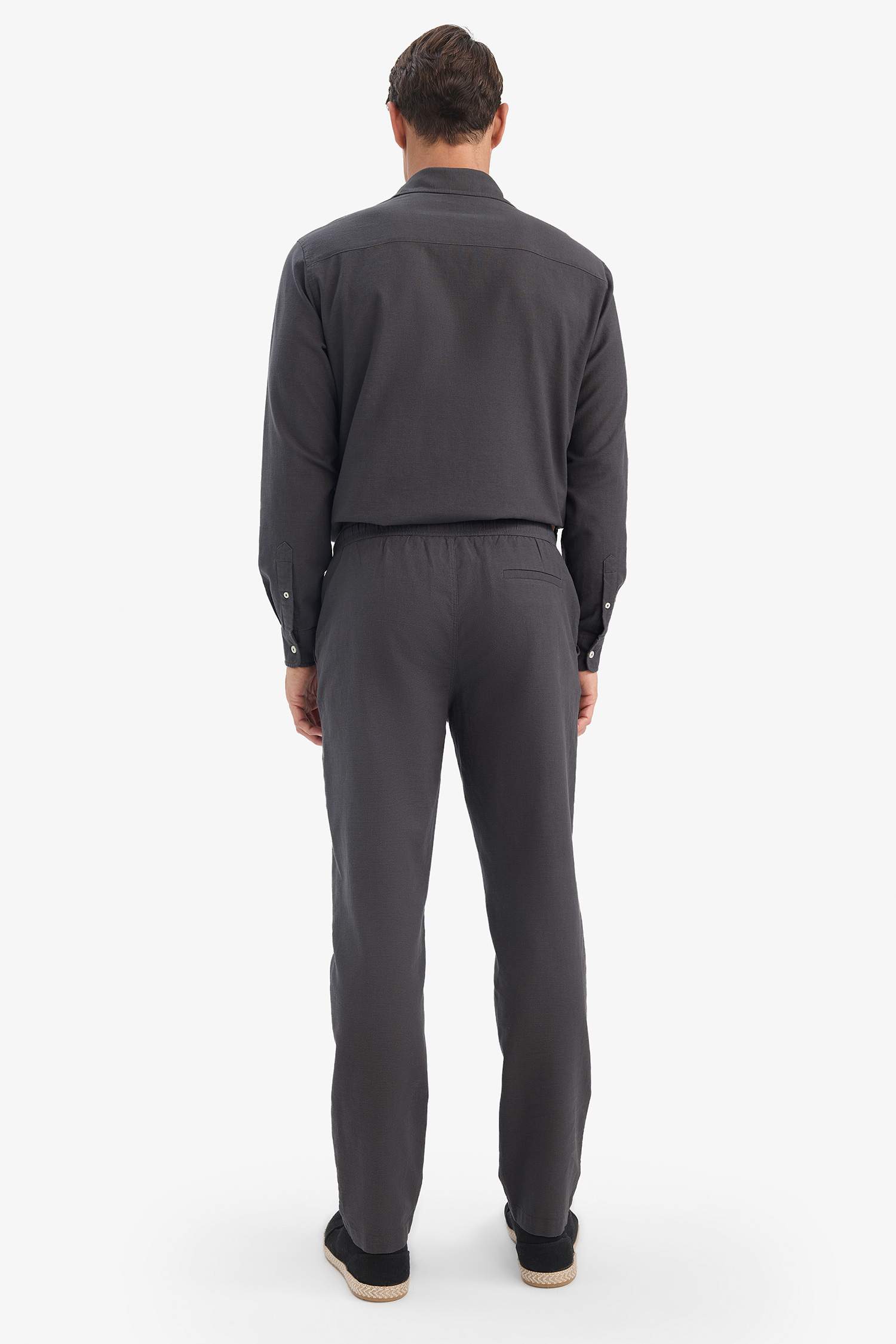 بنطلون جوجر قطن سليم فيت ذو مظهر كتان