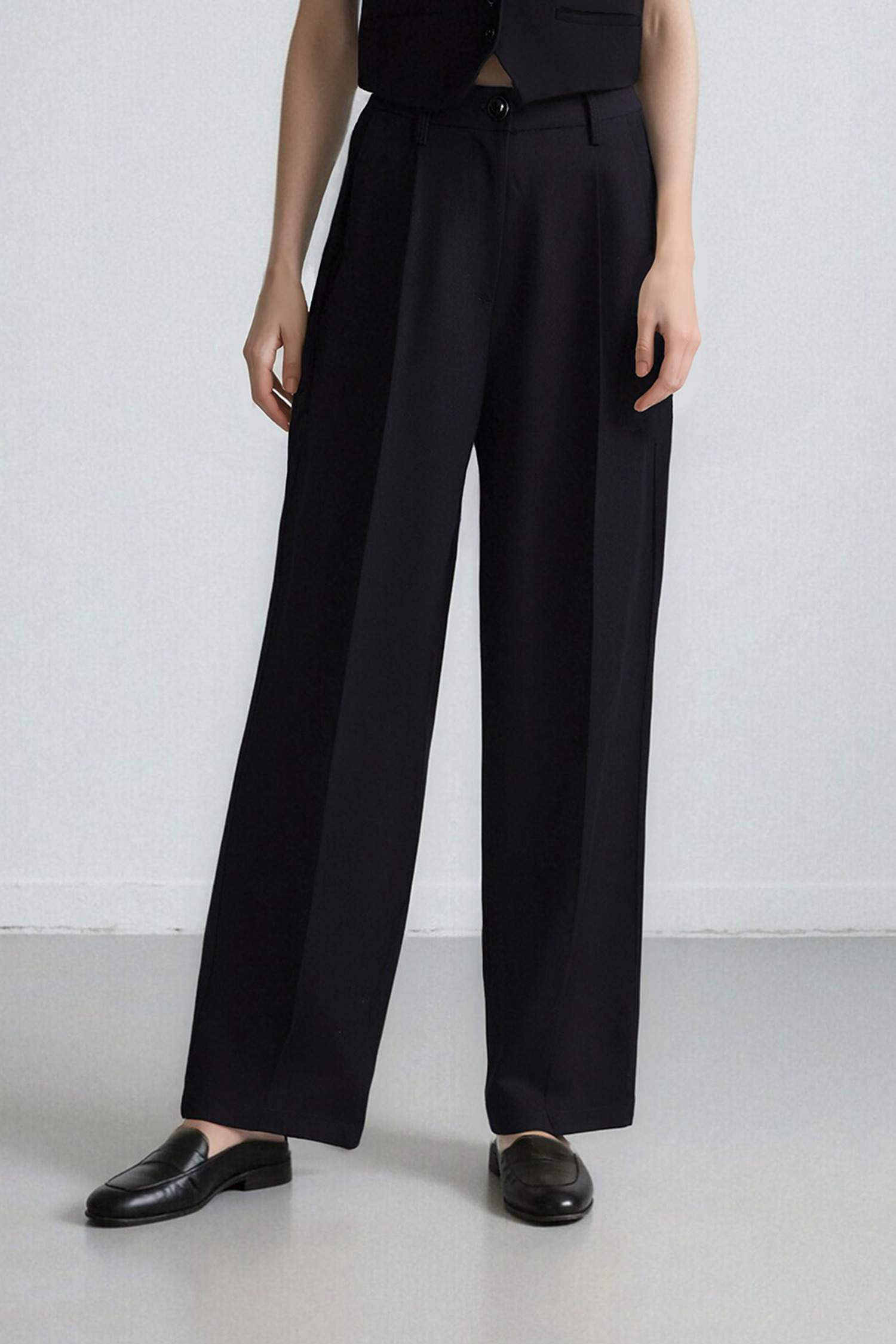 Pocketed High Waist Wide Leg Trousers