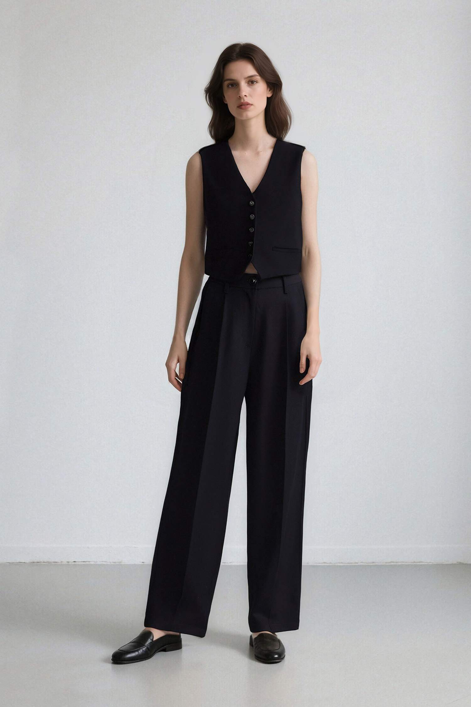 Pocketed High Waist Wide Leg Trousers