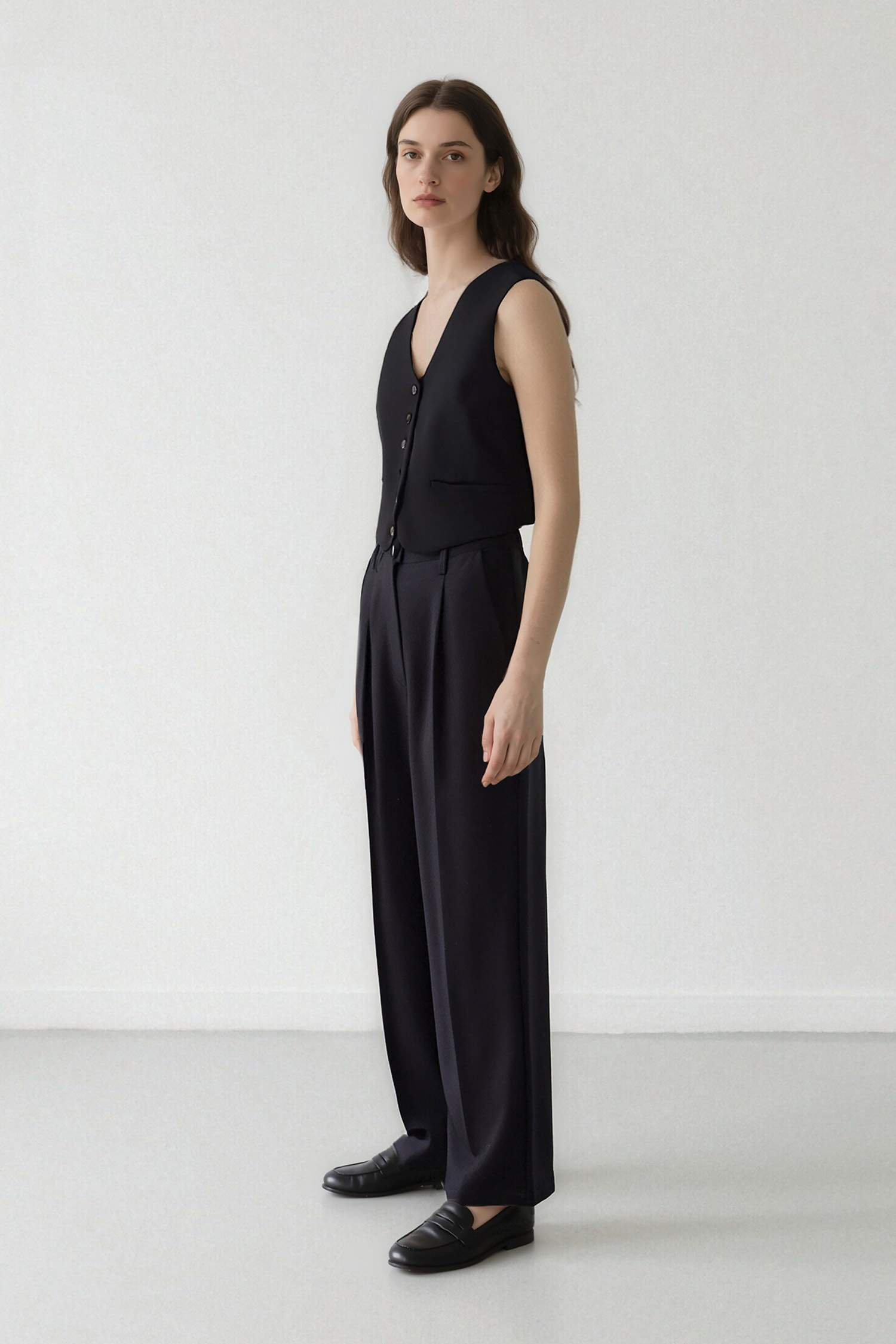 Pocketed High Waist Wide Leg Trousers