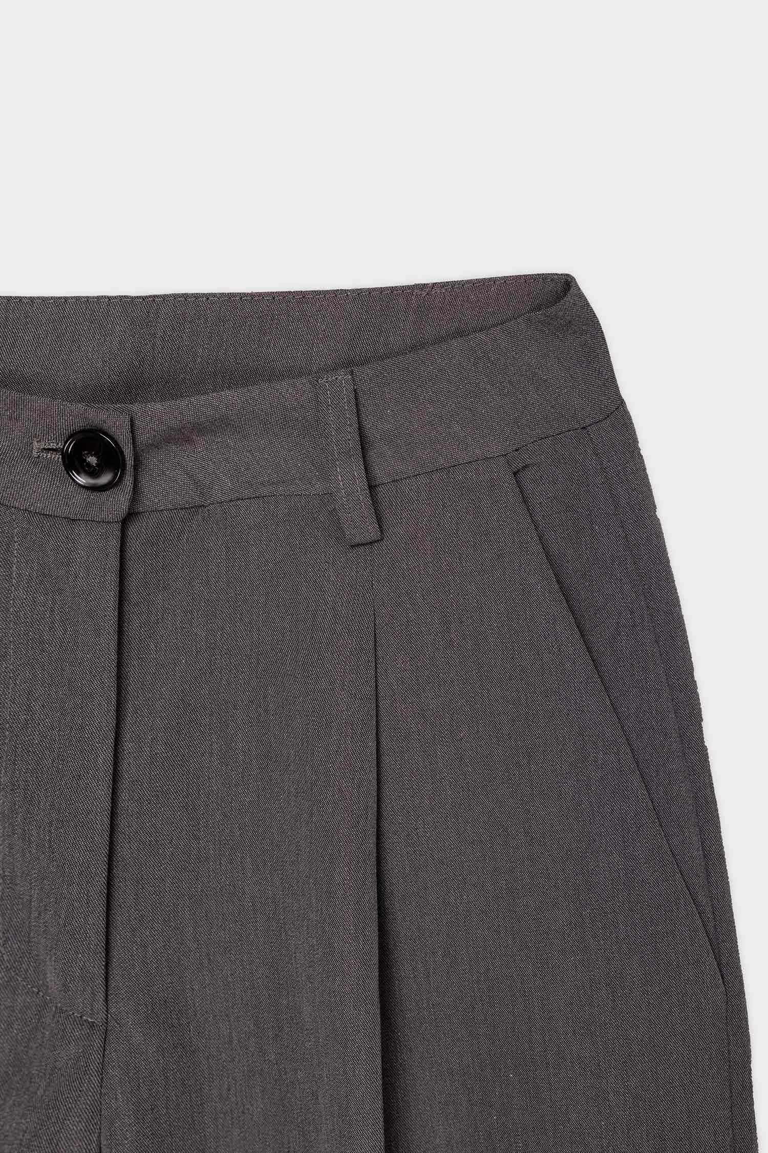 بنطلون وايد ليج برجل واسع بجيب وخصر عالي