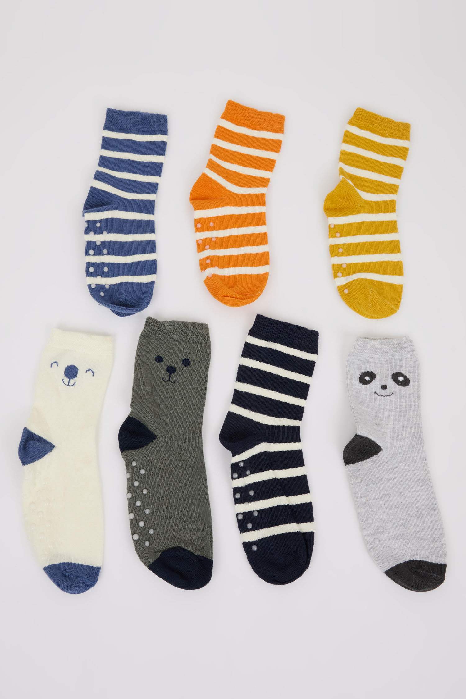 Lot de 7 Chaussettes longues en coton semelles antidérapantes pour bébé garçon