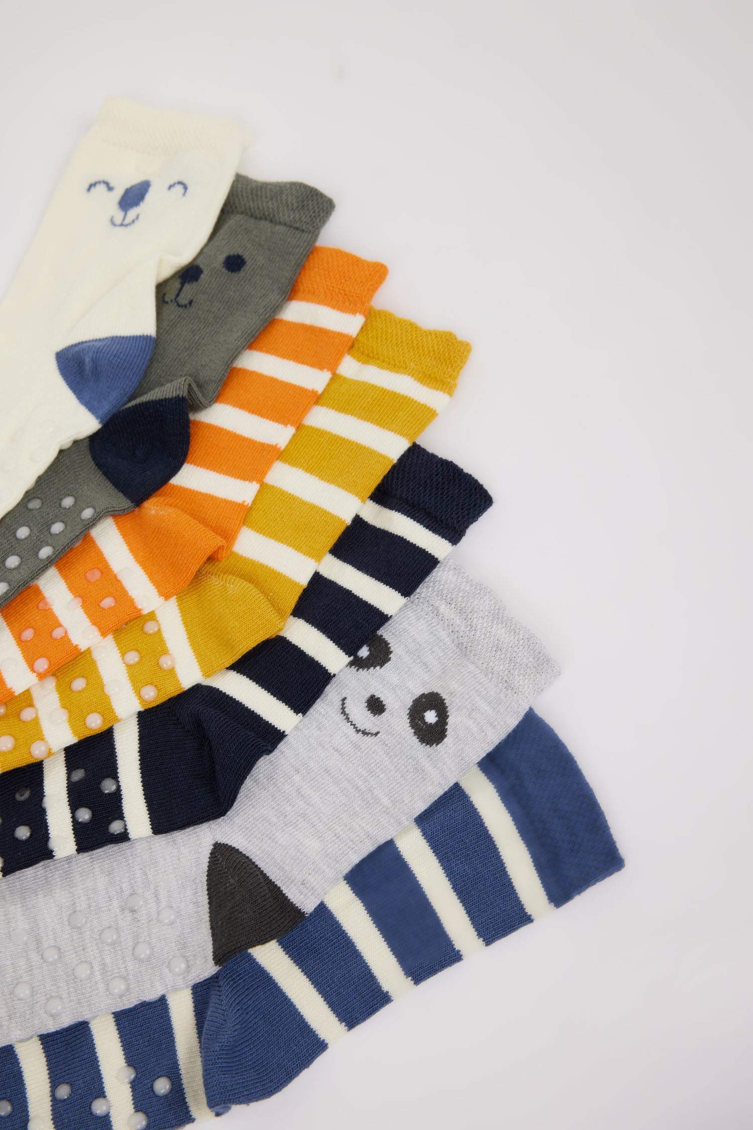 Lot de 7 Chaussettes longues en coton semelles antidérapantes pour bébé garçon