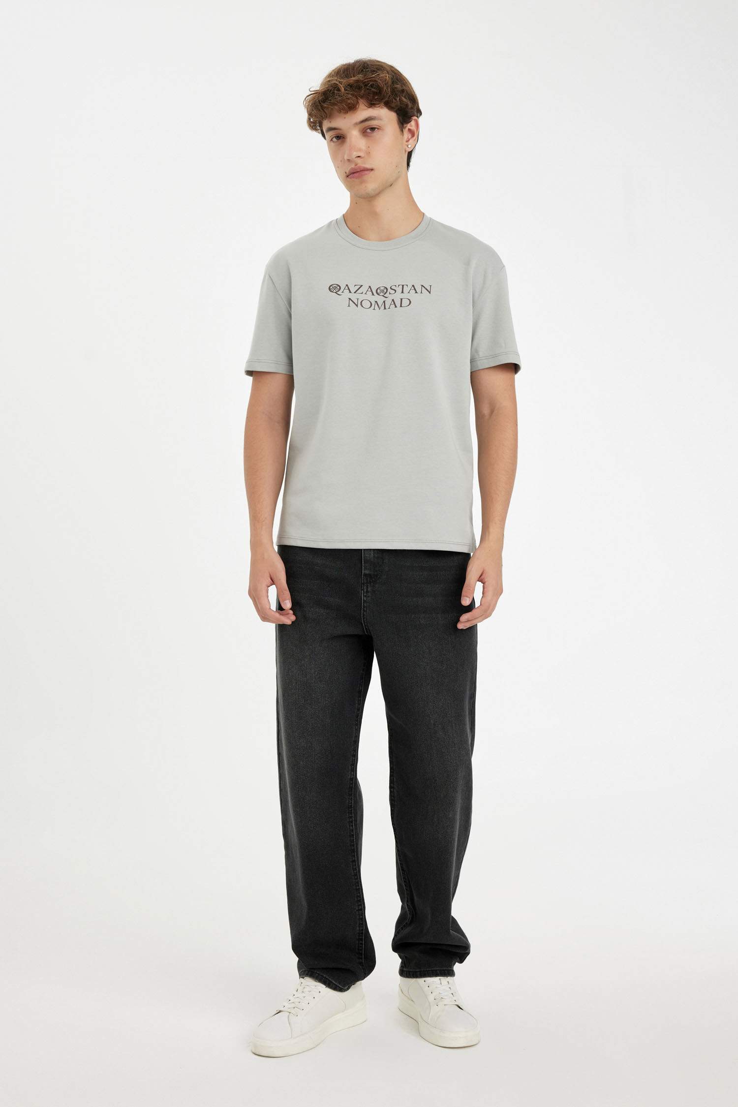 Regular Fit Bisiklet Yaka Baskılı Ağır Kumaş Kısa Kollu Tişört