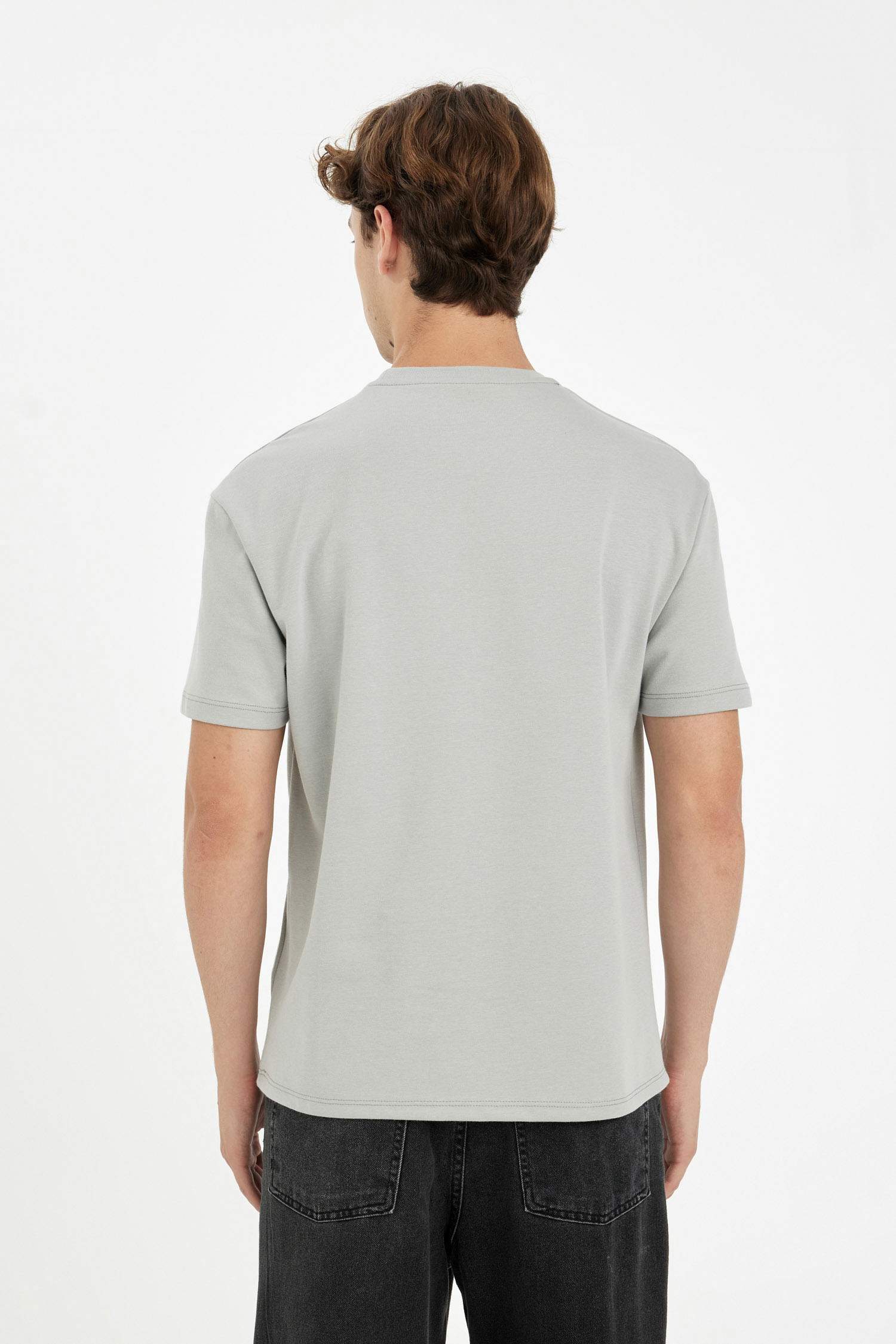 Regular Fit Bisiklet Yaka Baskılı Ağır Kumaş Kısa Kollu Tişört