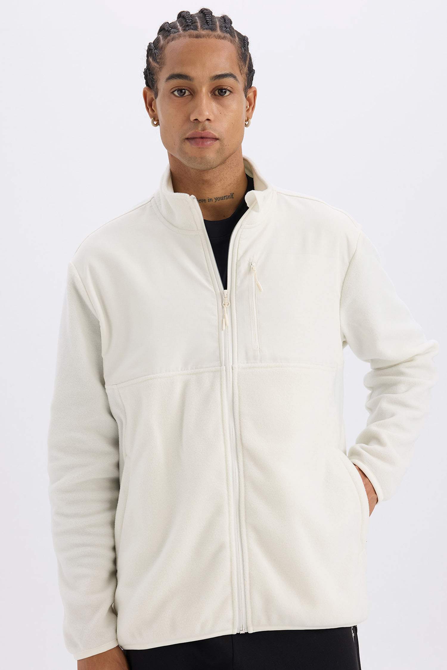 DeFactoFit Standart Fit Cepli Sporcu Polar Hırka