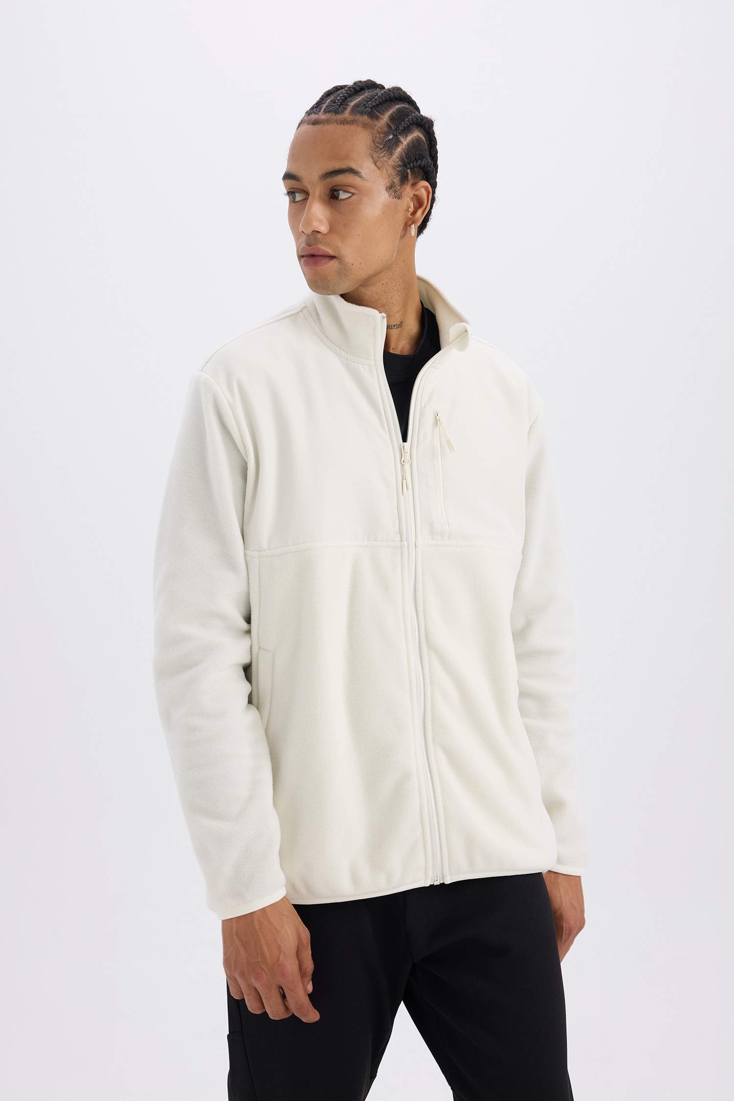 DeFactoFit Standart Fit Cepli Sporcu Polar Hırka