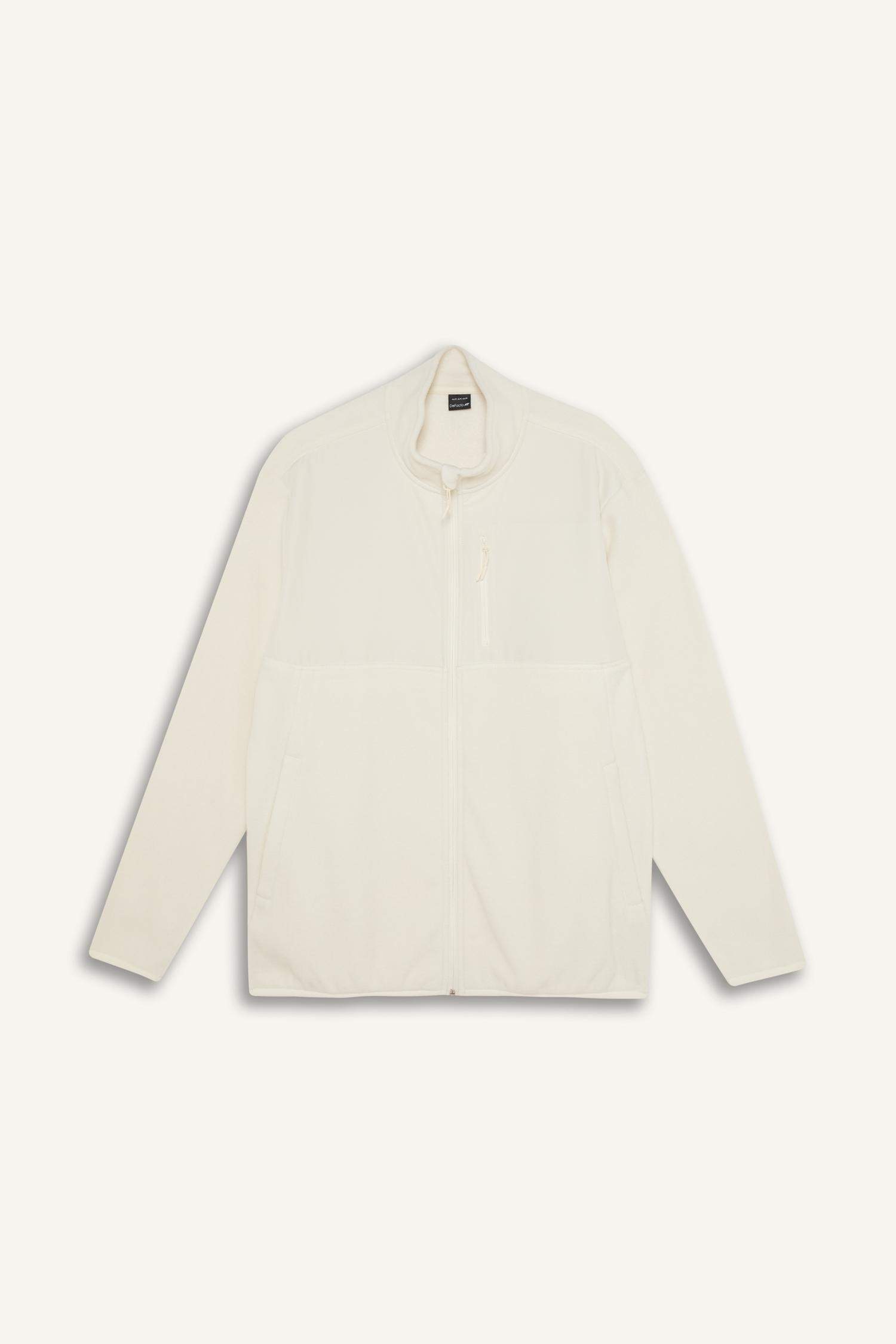 DeFactoFit Standart Fit Cepli Sporcu Polar Hırka