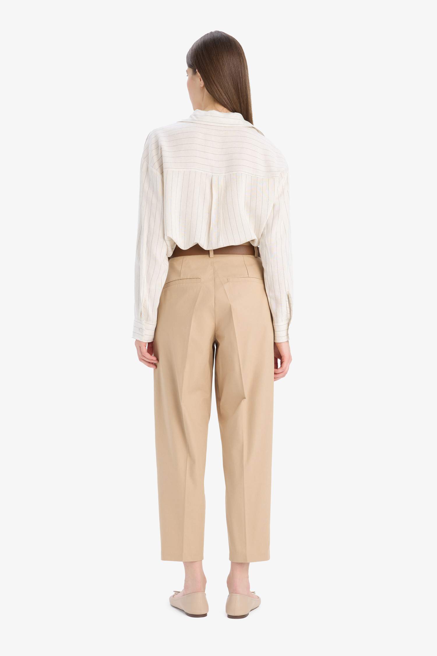 Carrot Fit Ankle Length Cotton Trousers