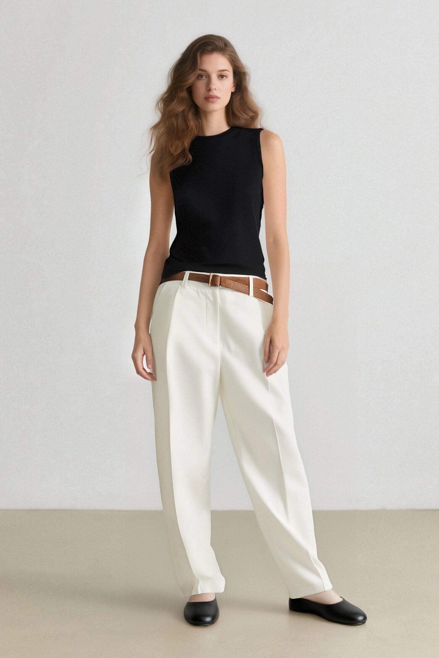 Carrot Fit Ankle Length Cotton Trousers