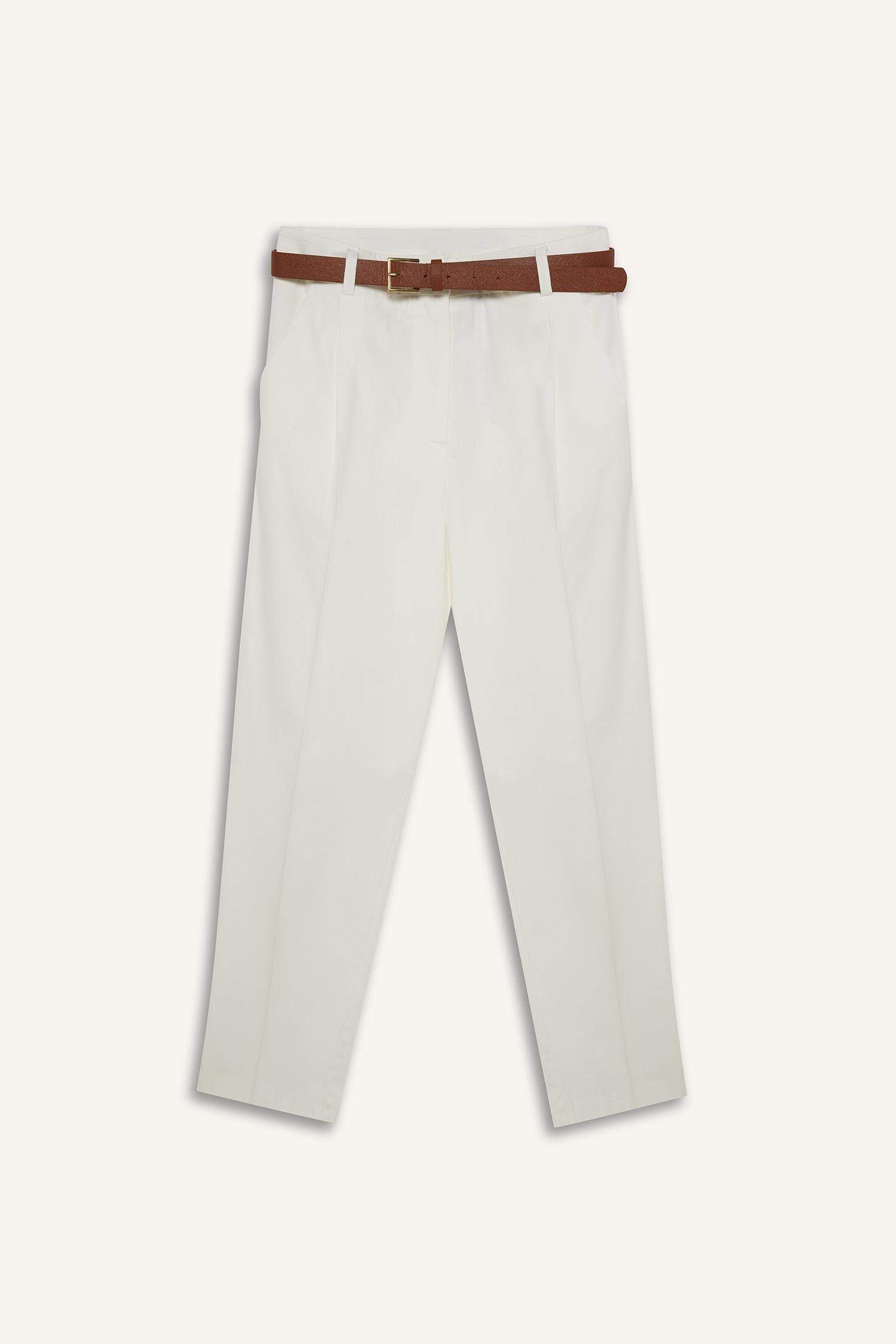 Carrot Fit Ankle Length Cotton Trousers