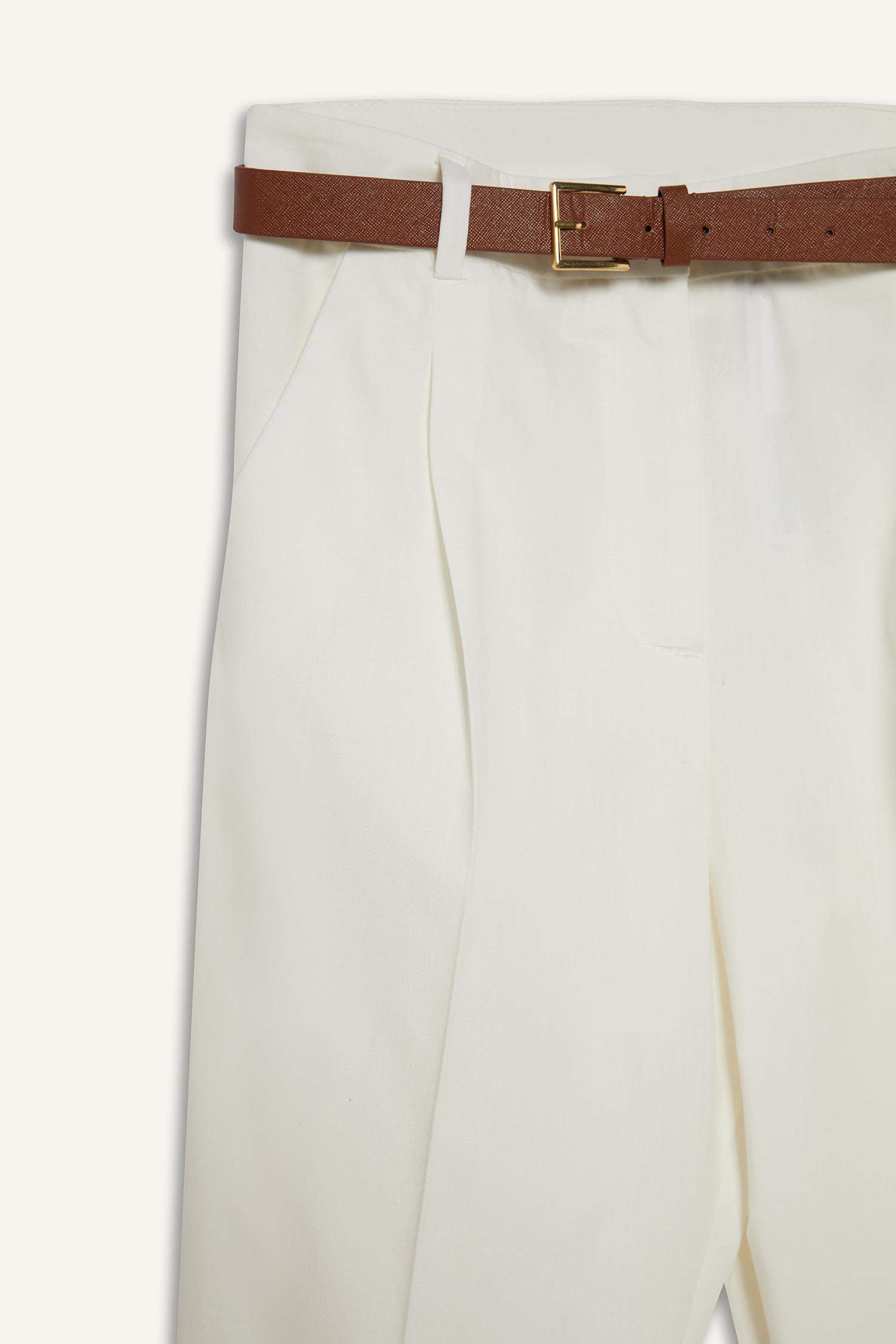 Carrot Fit Ankle Length Cotton Trousers