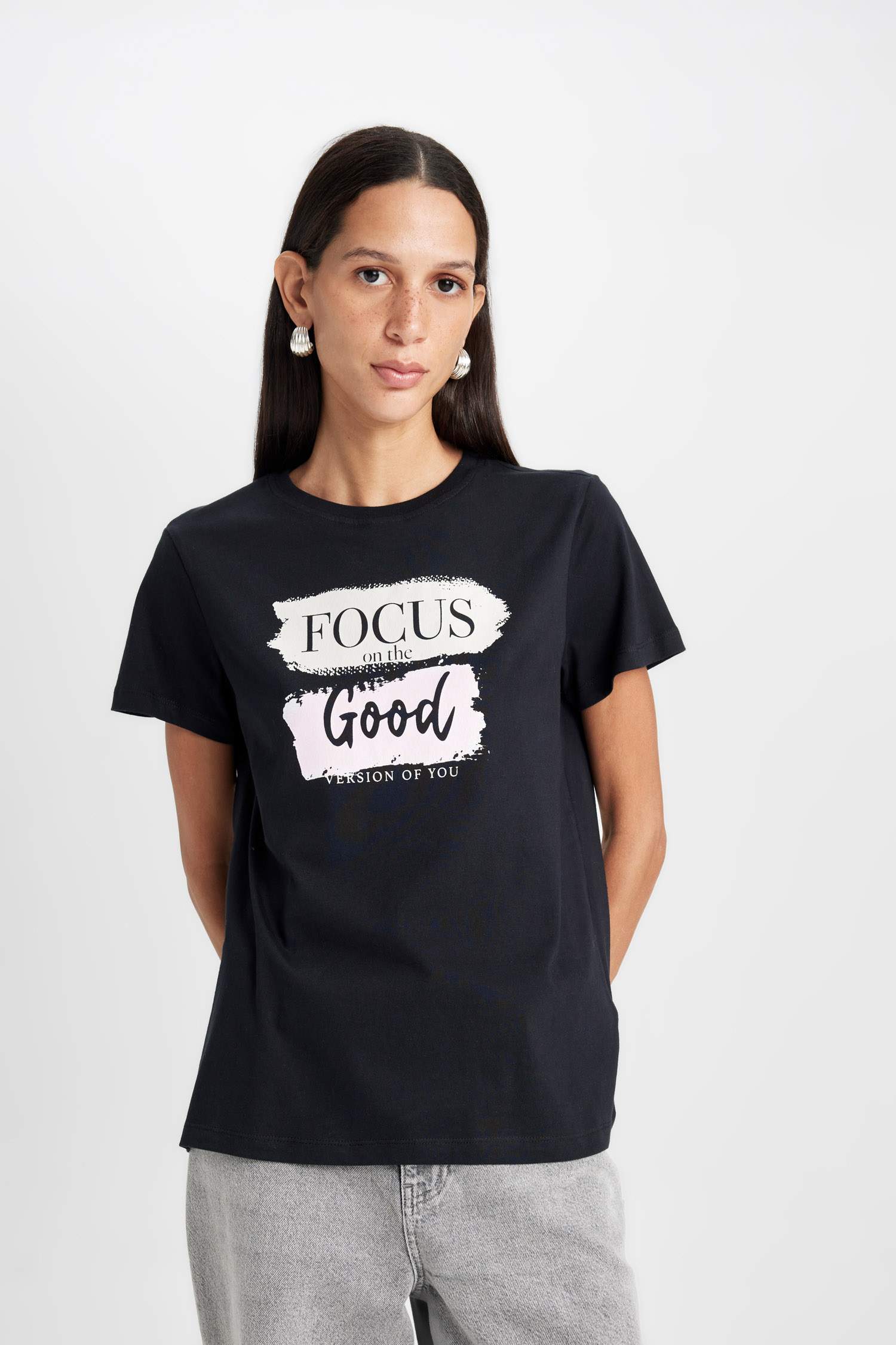 Regular Fit Crew Neck Printed Cotton Short Sleeve T-Shirt