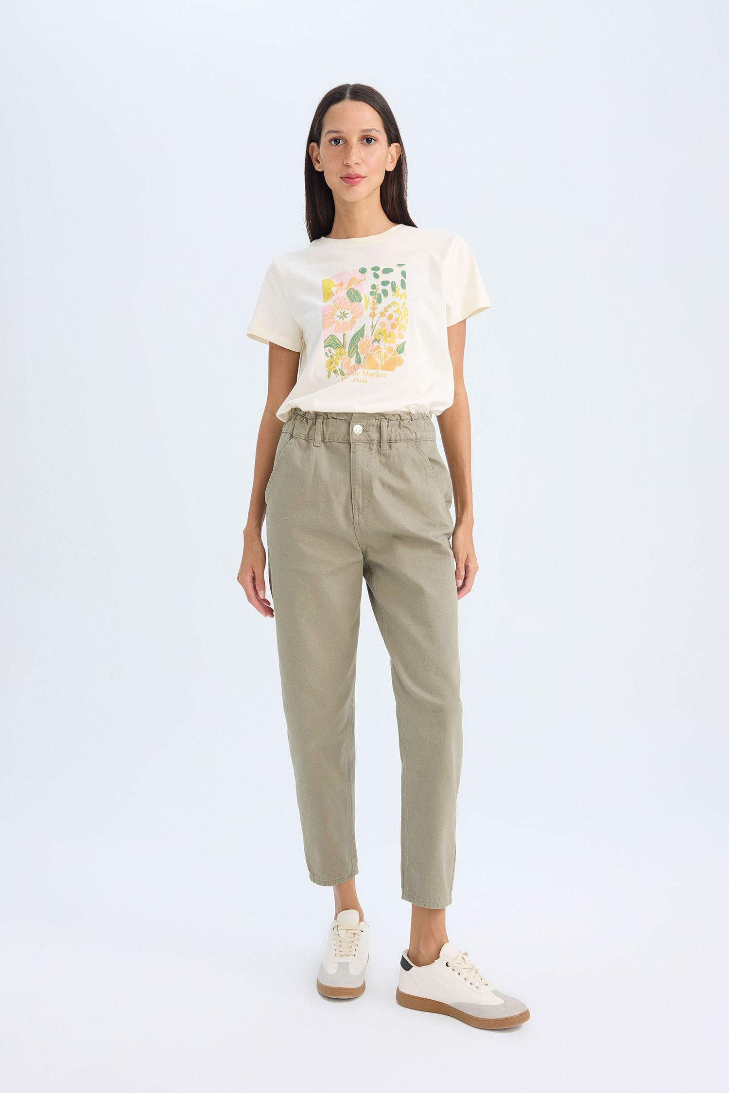 Regular Fit Crew Neck Floral Cotton T-Shirt