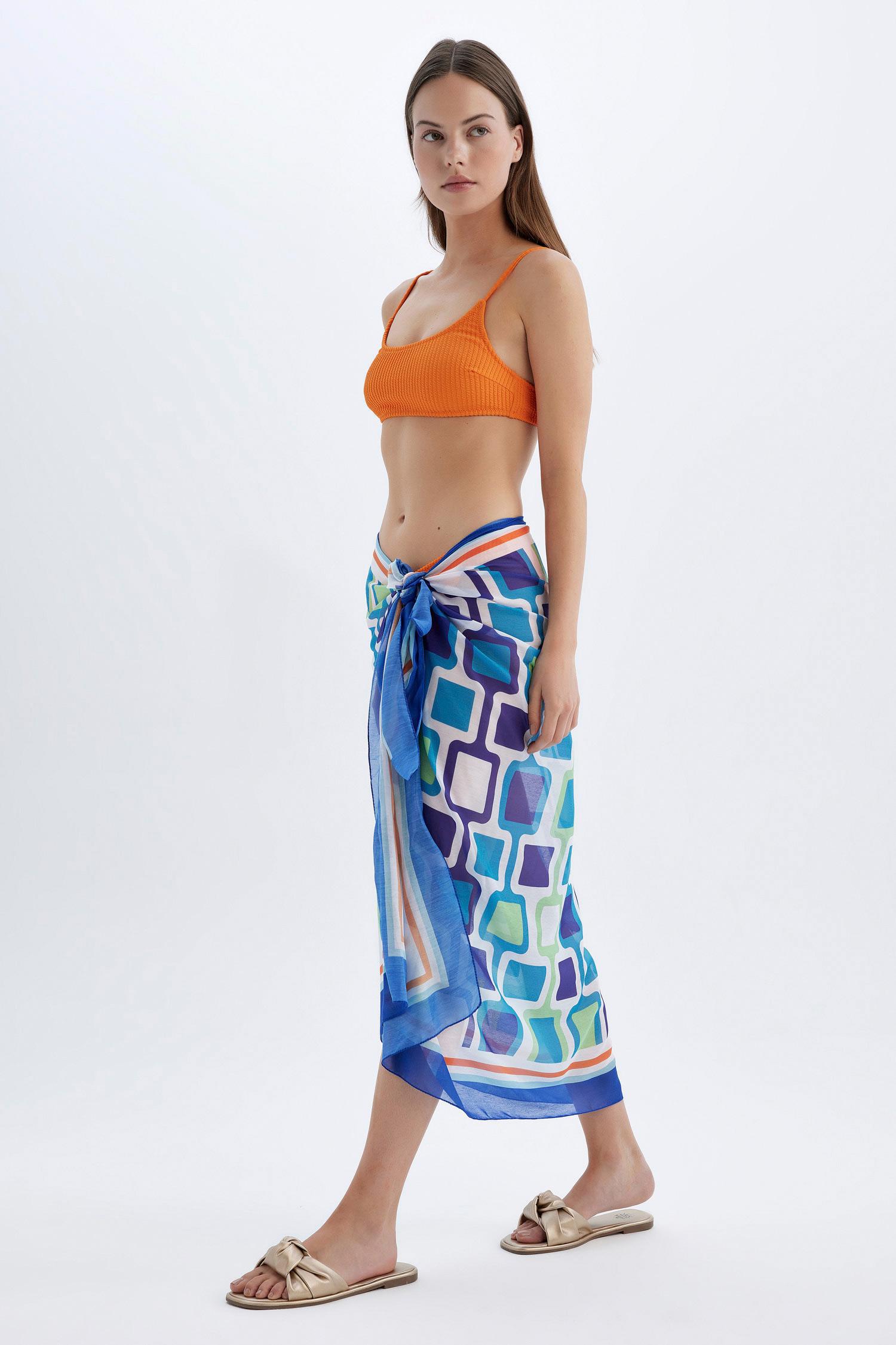 DeFacto Regular Fit Desenli Vual Pareo-Fall in Love görsel 2