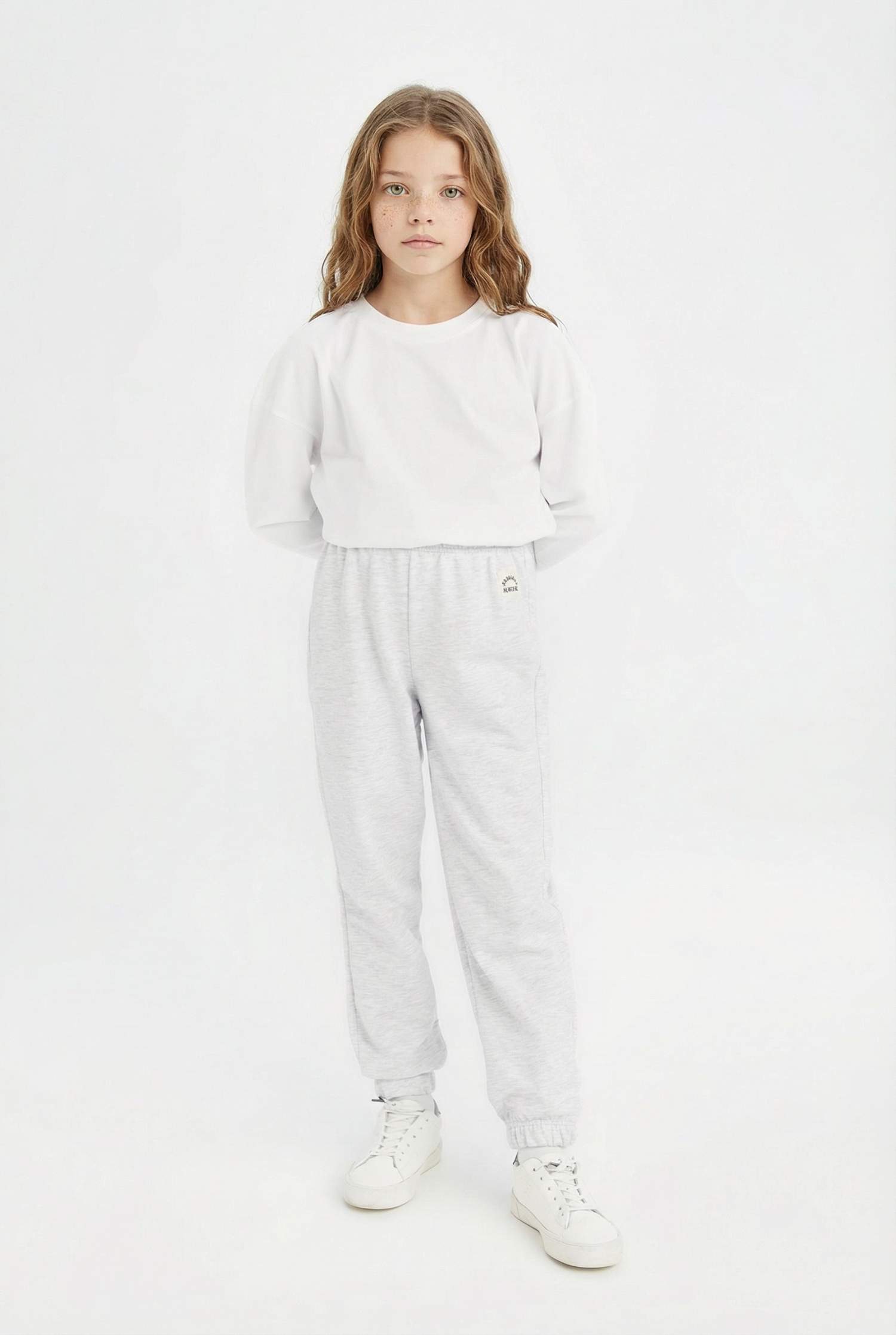 Girl Elastic Waist Leg Printed Jogger Sweatpants