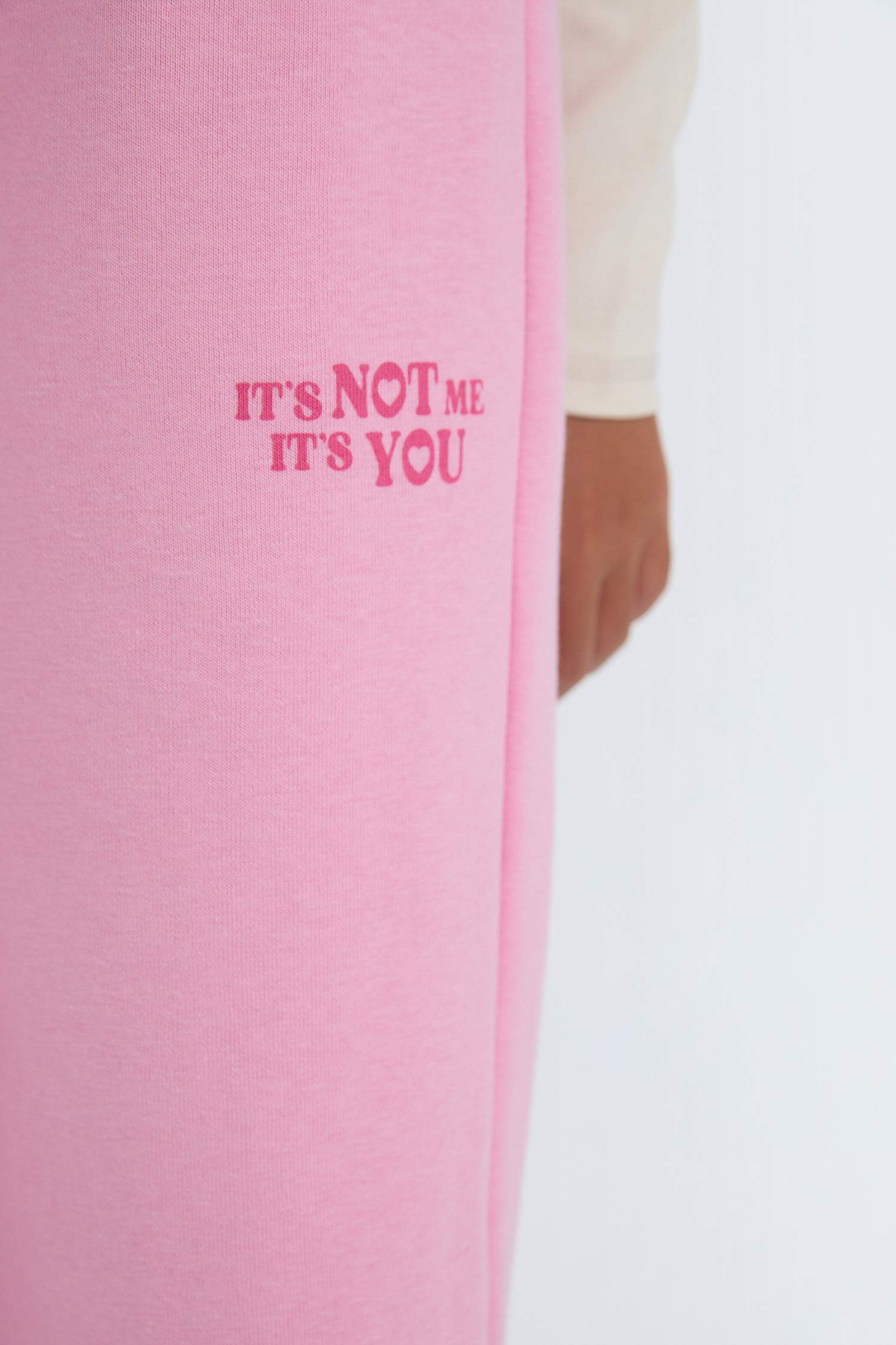 Kız Çocuk Wide Leg Geniş Bol Paça Beli Lastikli Baskılı Eşofman Altı