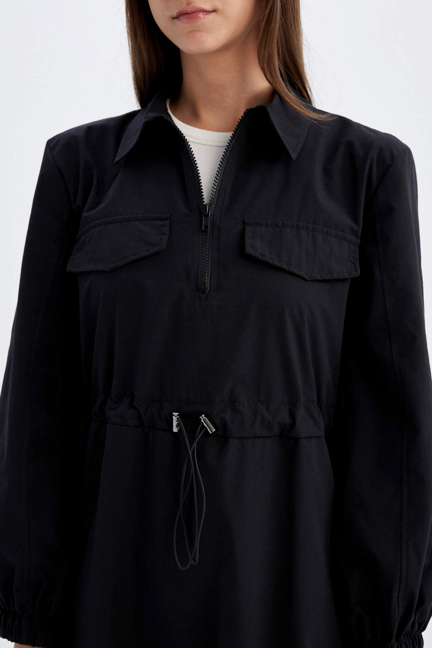 Shirt Collar Poplin Long Sleeve Maxi Dress