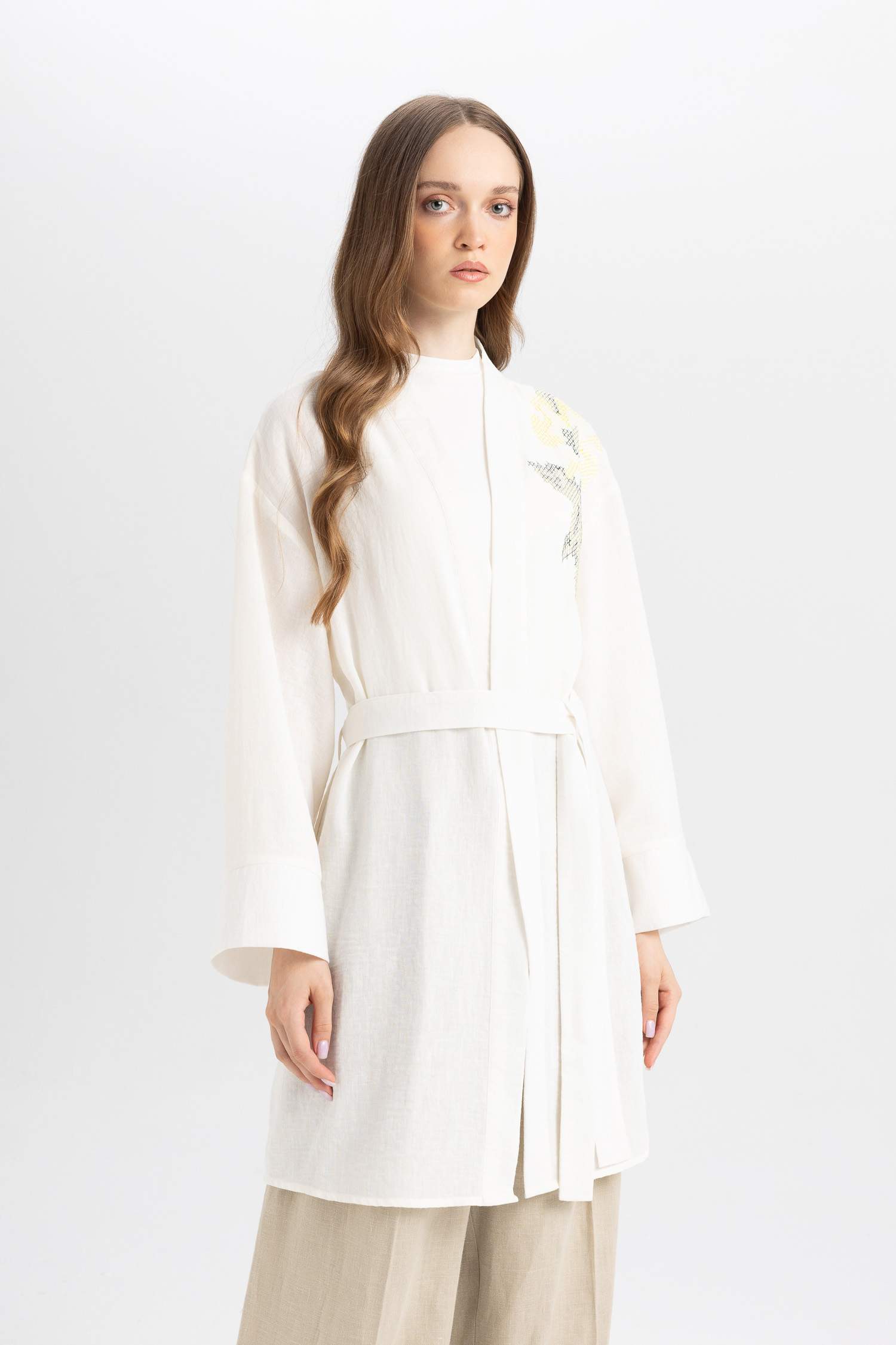 Relax Fit Crazy Collar Linen Blend Kimono