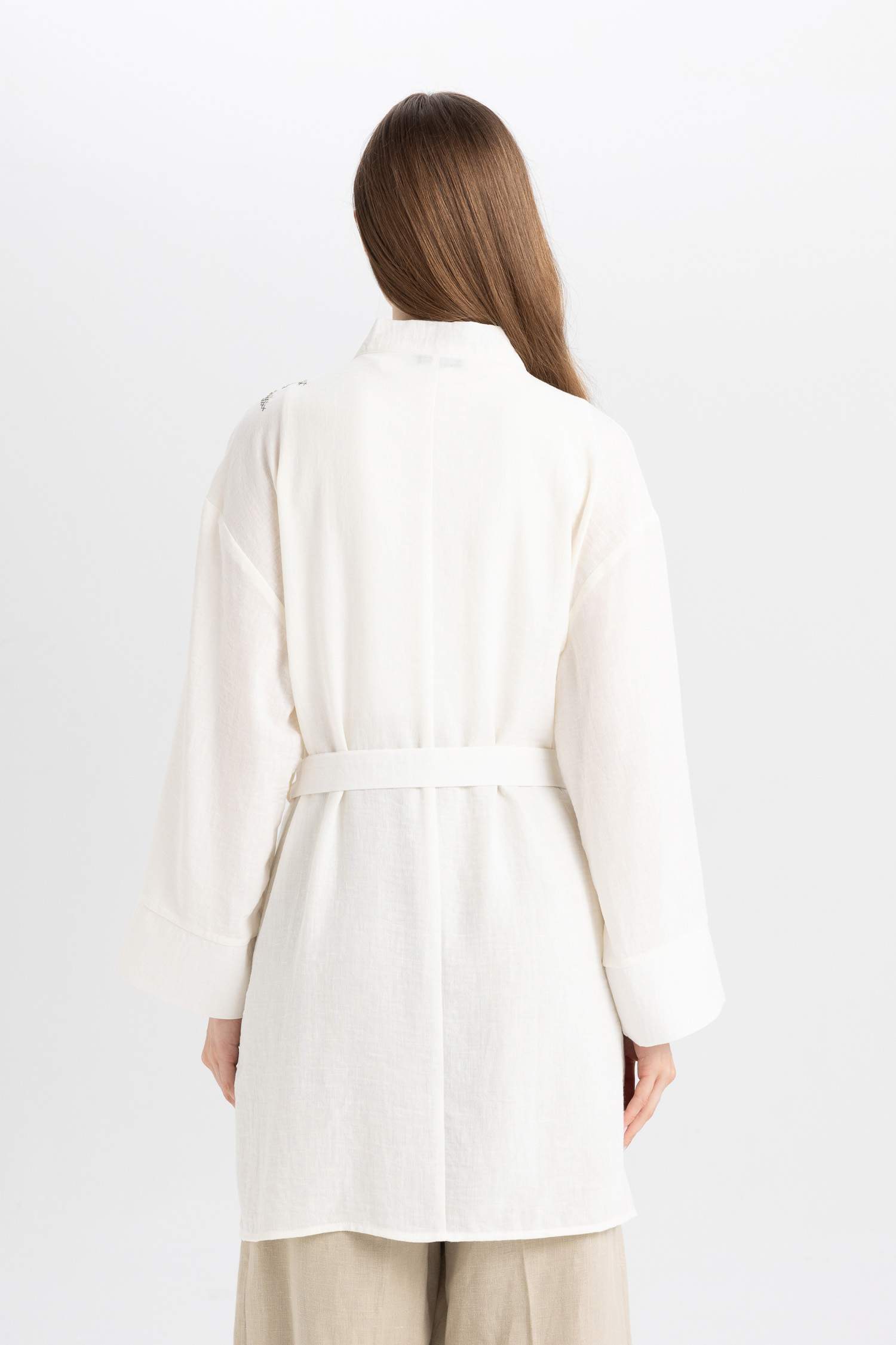 Relax Fit Crazy Collar Linen Blend Kimono