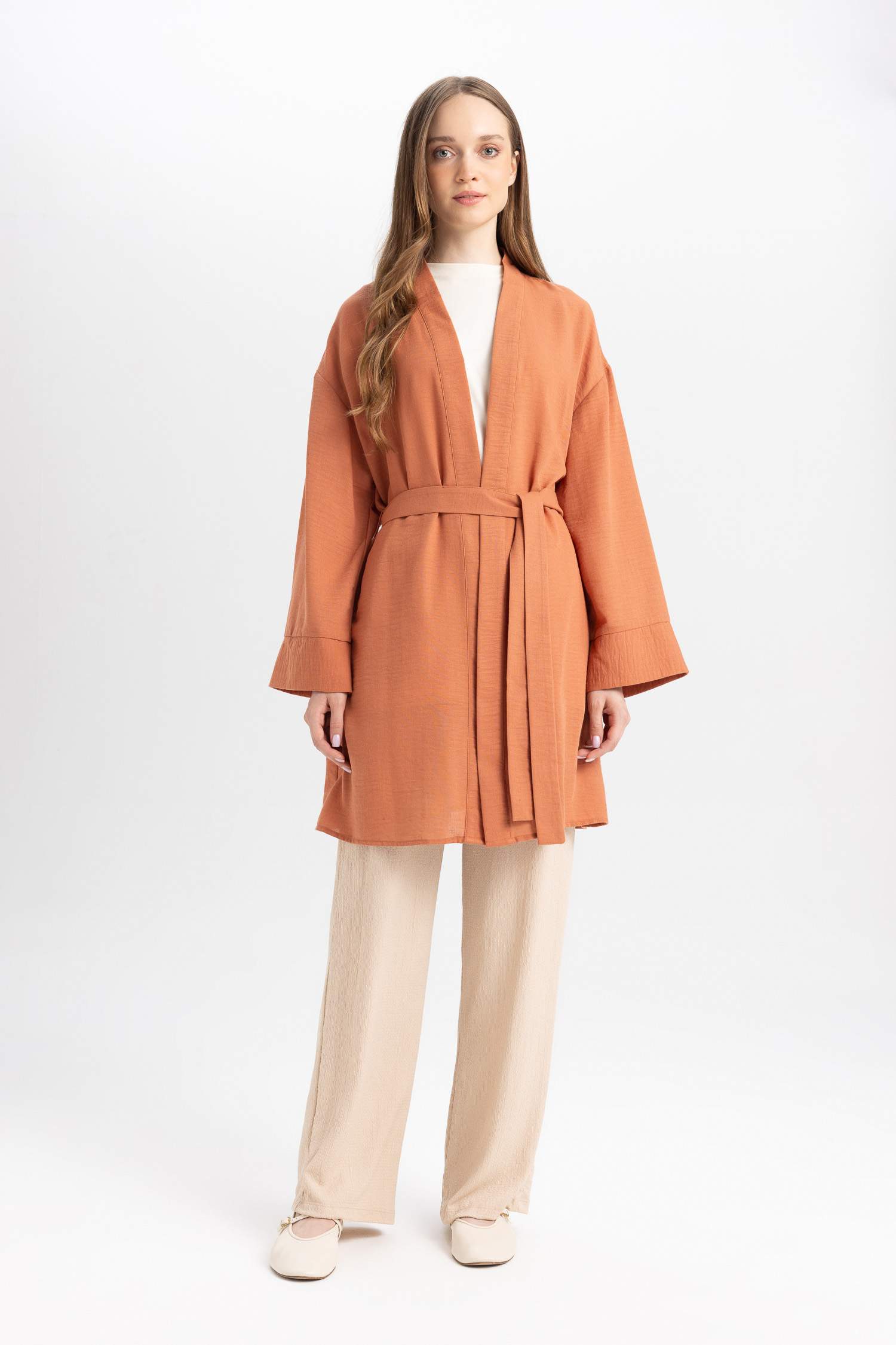 Relax Fit Crazy Collar Linen Blend Kimono