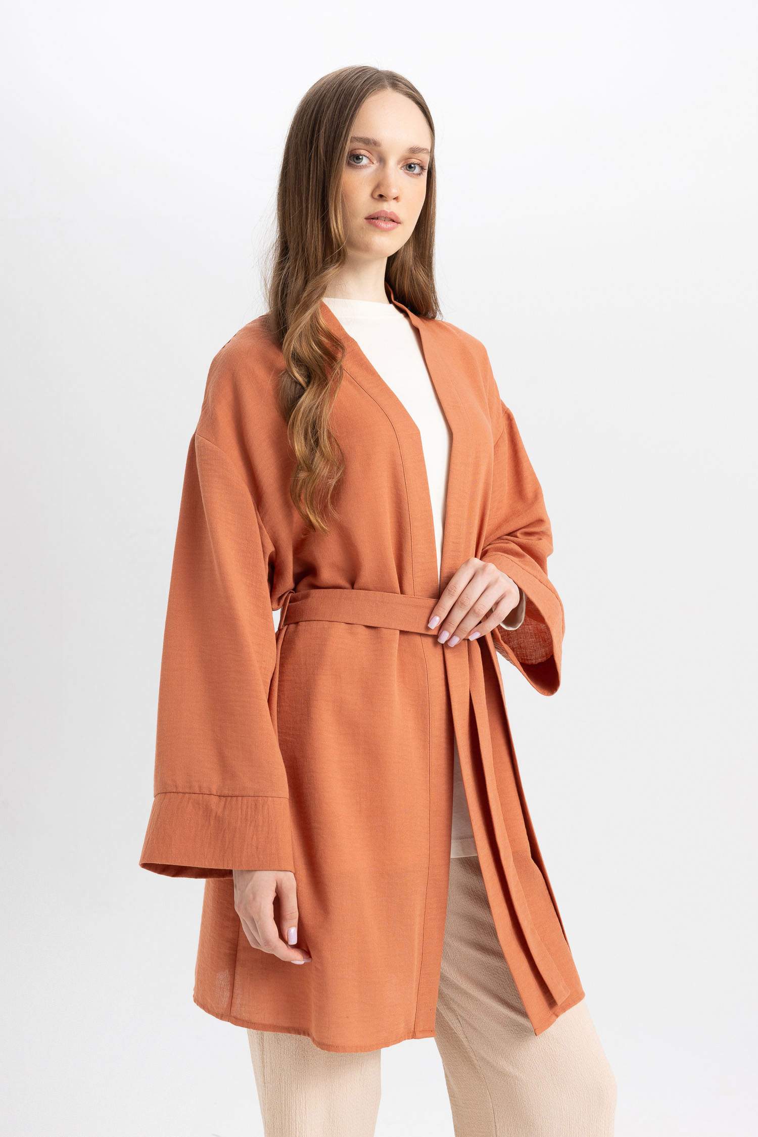 Relax Fit Crazy Collar Linen Blend Kimono