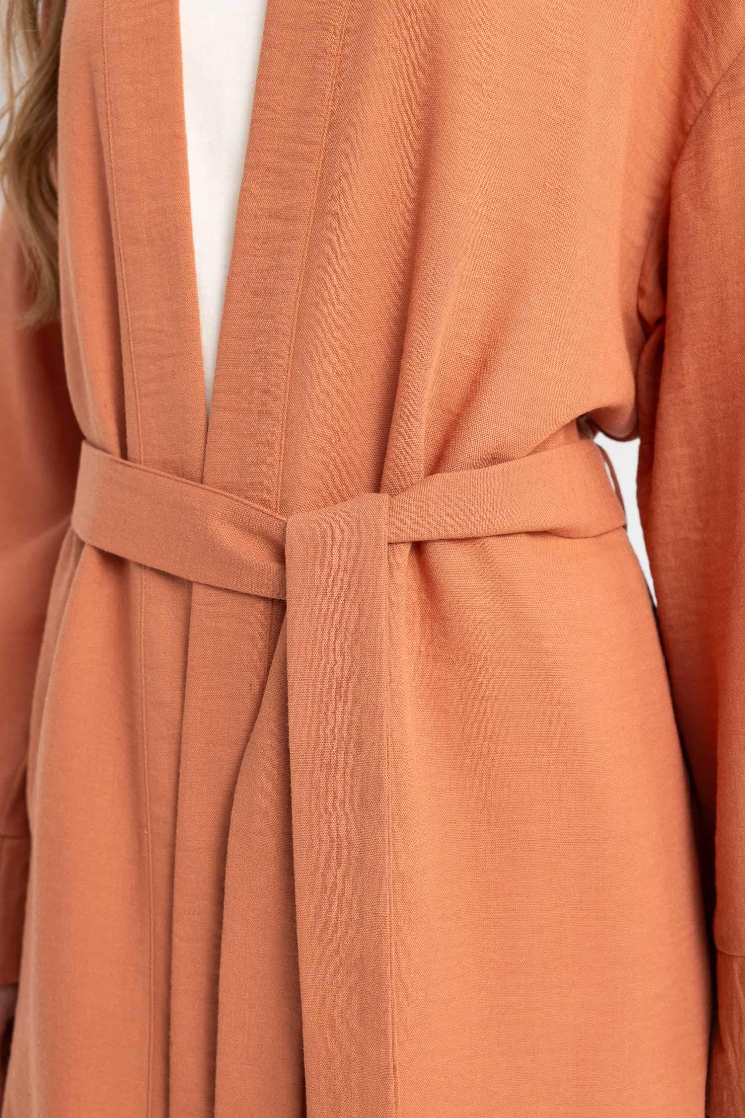 Relax Fit Crazy Collar Linen Blend Kimono