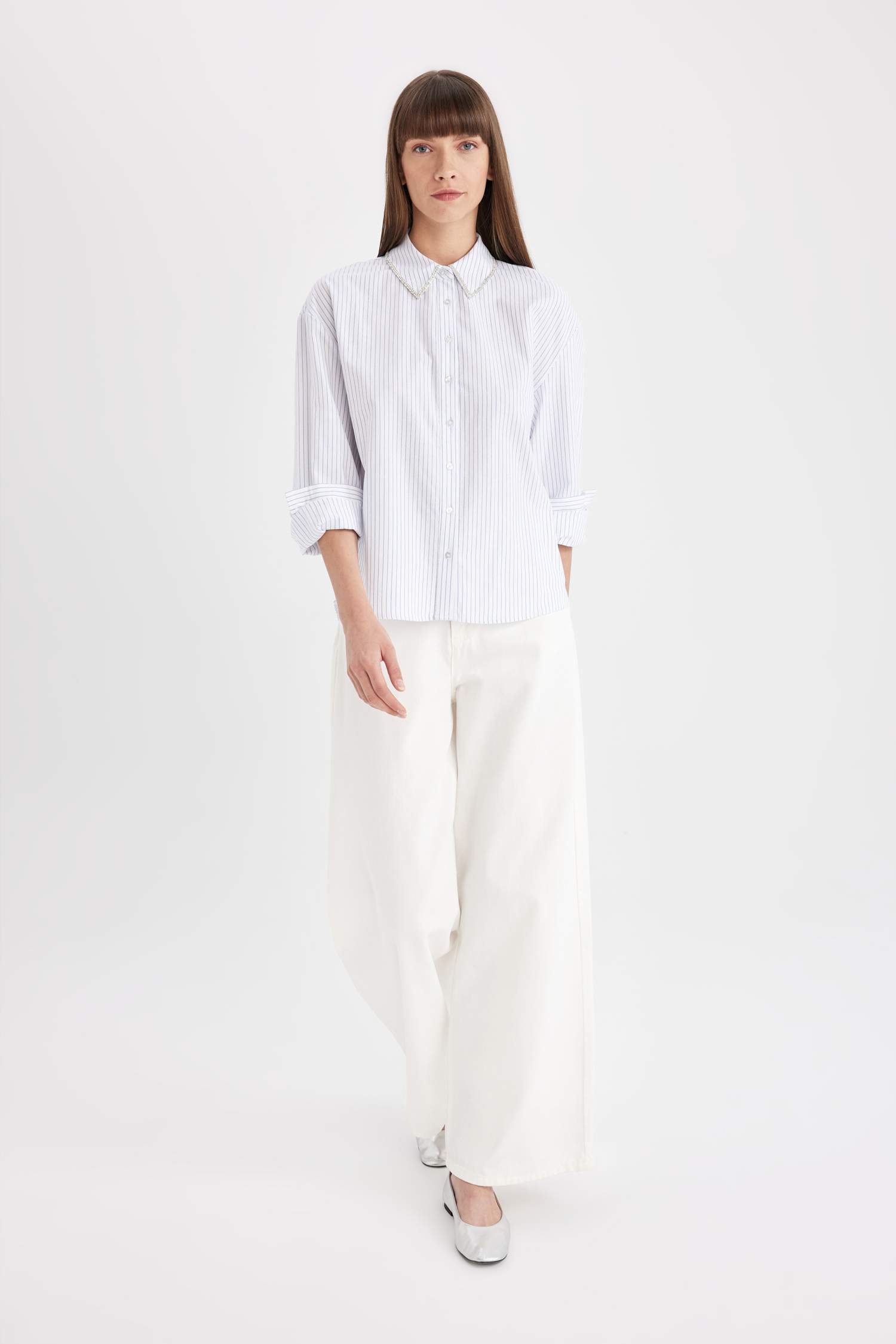 үлкен пішім Ұзын жеңді көйлек