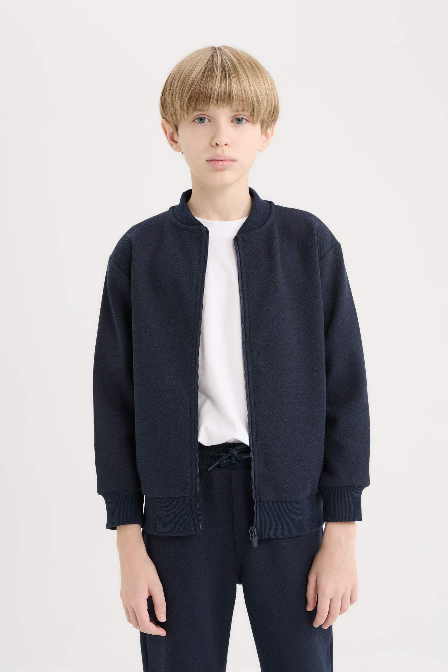 Erkek Çocuk Kolej Yaka Fermuarlı Bomber Ceket