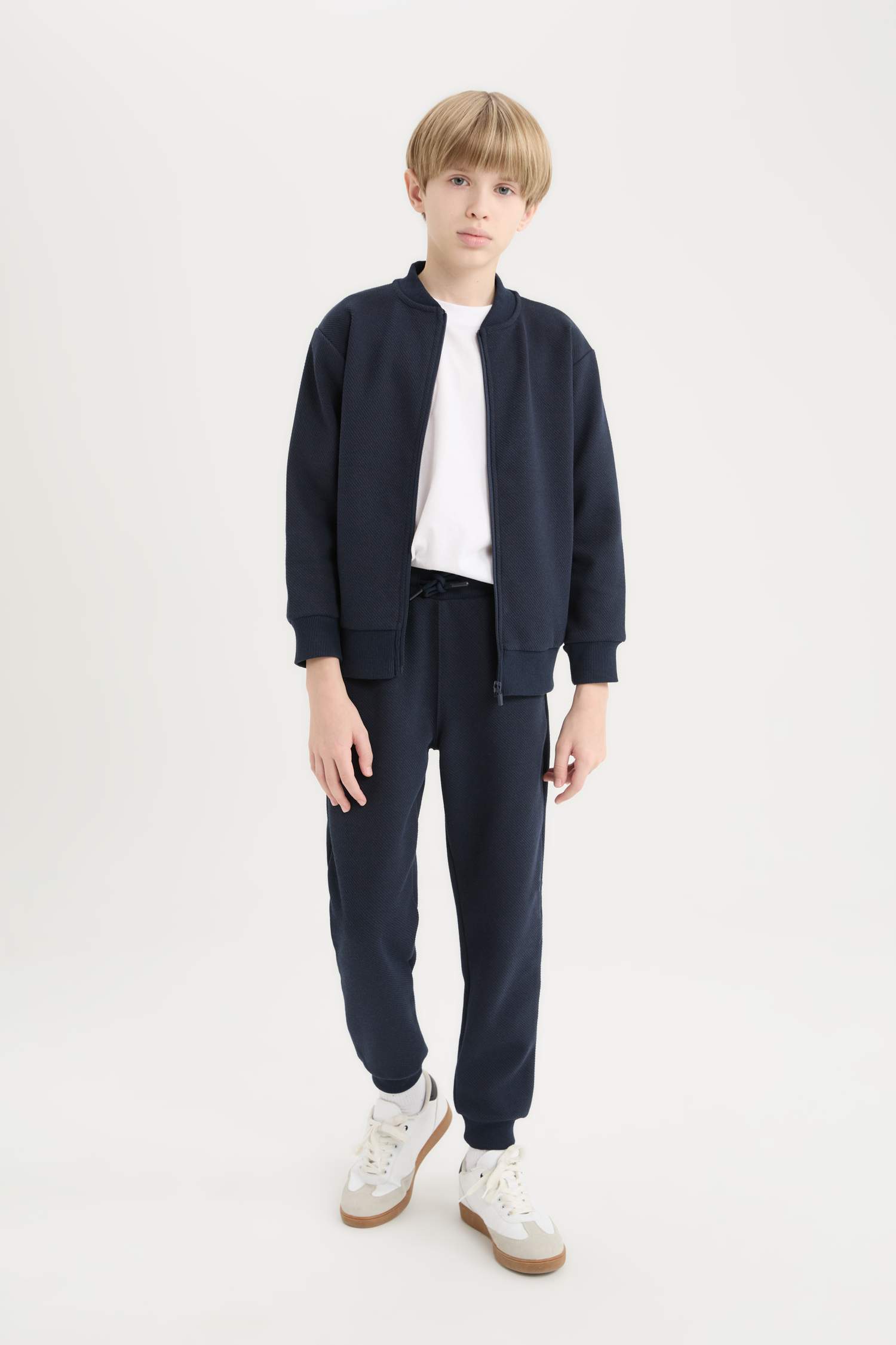 Erkek Çocuk Kolej Yaka Fermuarlı Bomber Ceket