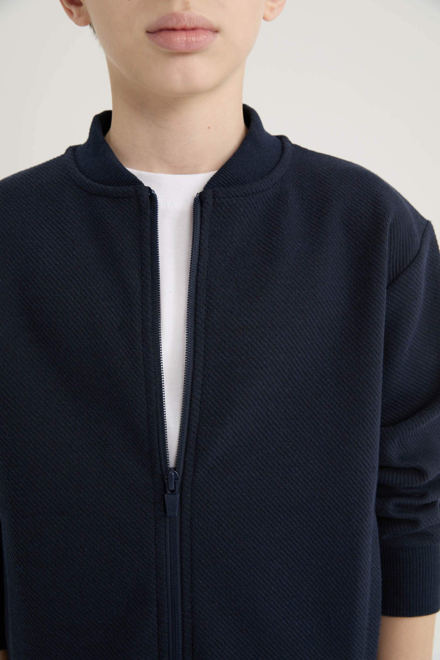 Erkek Çocuk Kolej Yaka Fermuarlı Bomber Ceket