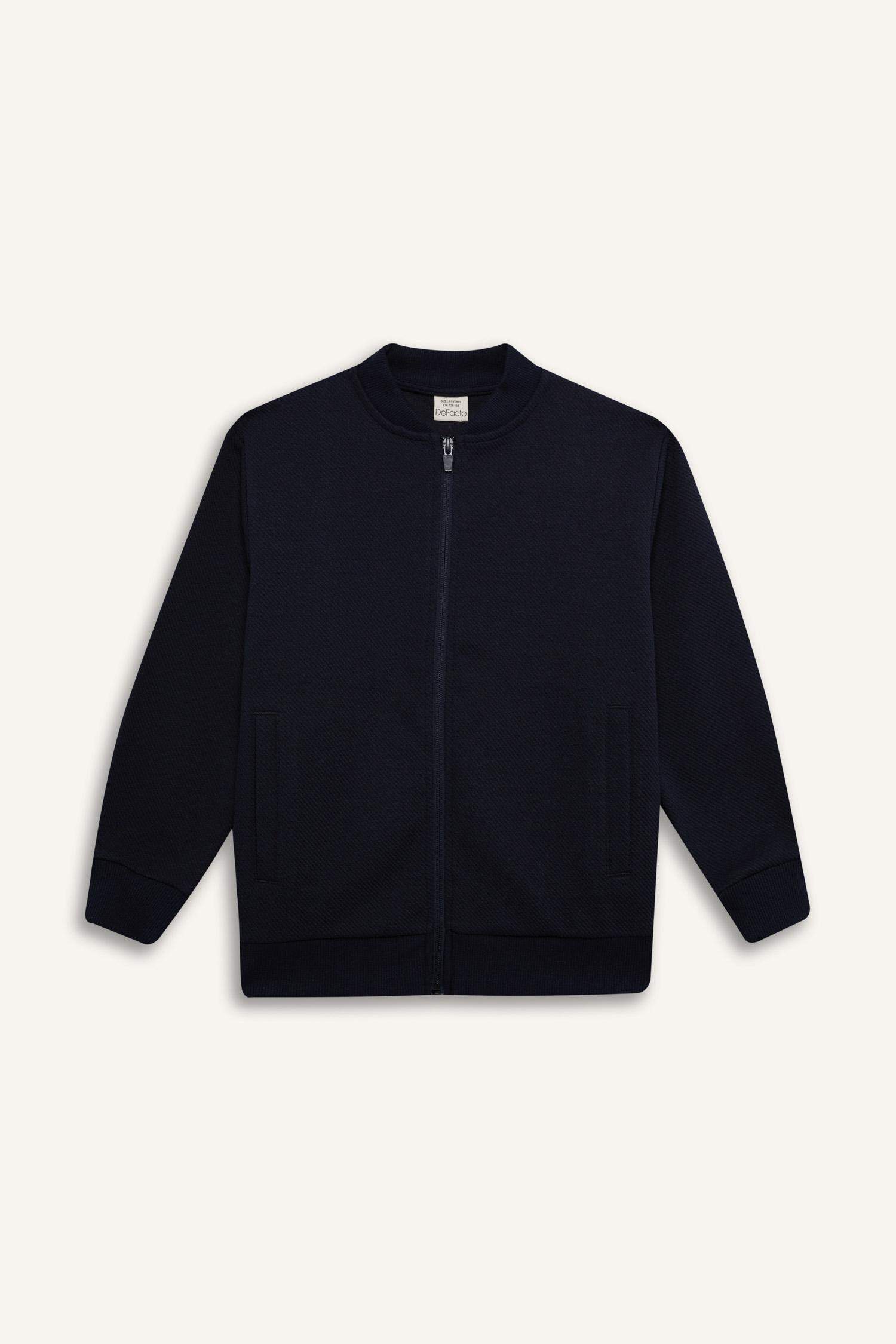 Erkek Çocuk Kolej Yaka Fermuarlı Bomber Ceket