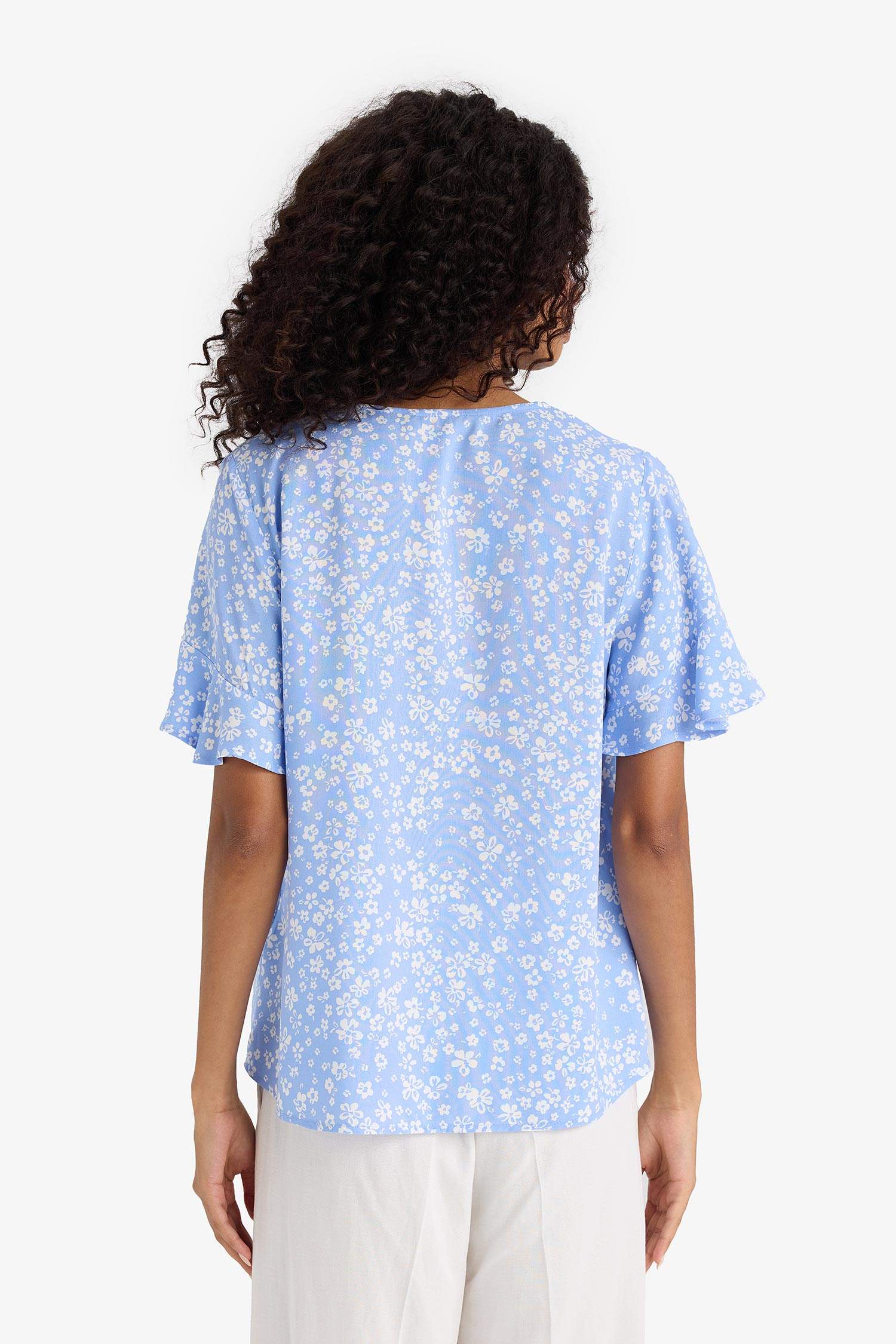 Regular Fit Floral V Neck Shirt