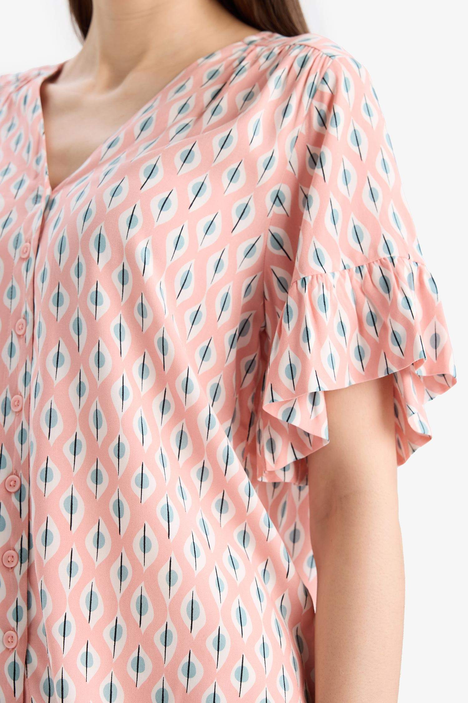 Chemise manches courtes col en V Coupe régulière