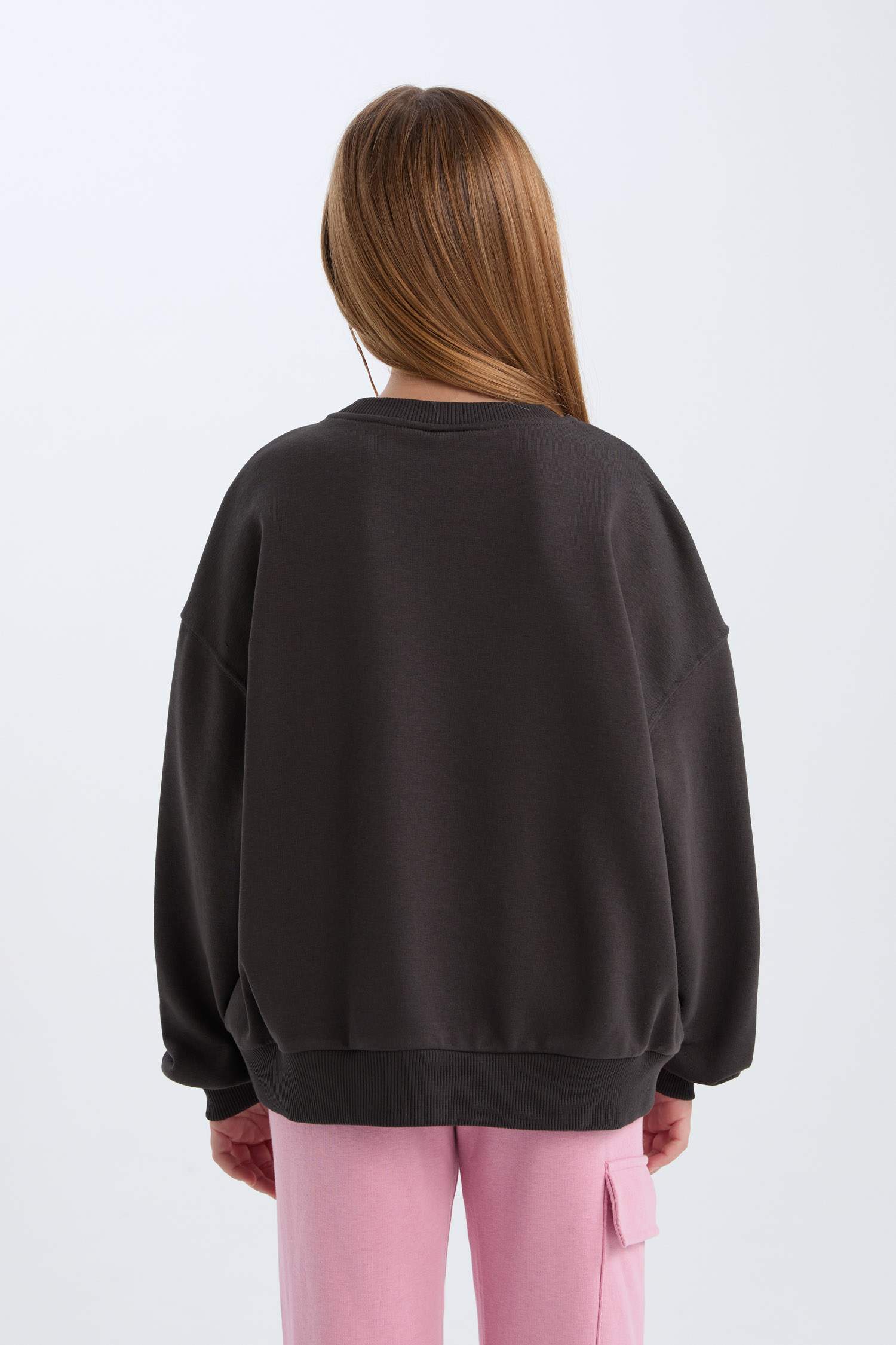 Kız Çocuk PowerPuff Girls Oversize Geniş Kalıp Bisiklet Yaka Sweatshirt