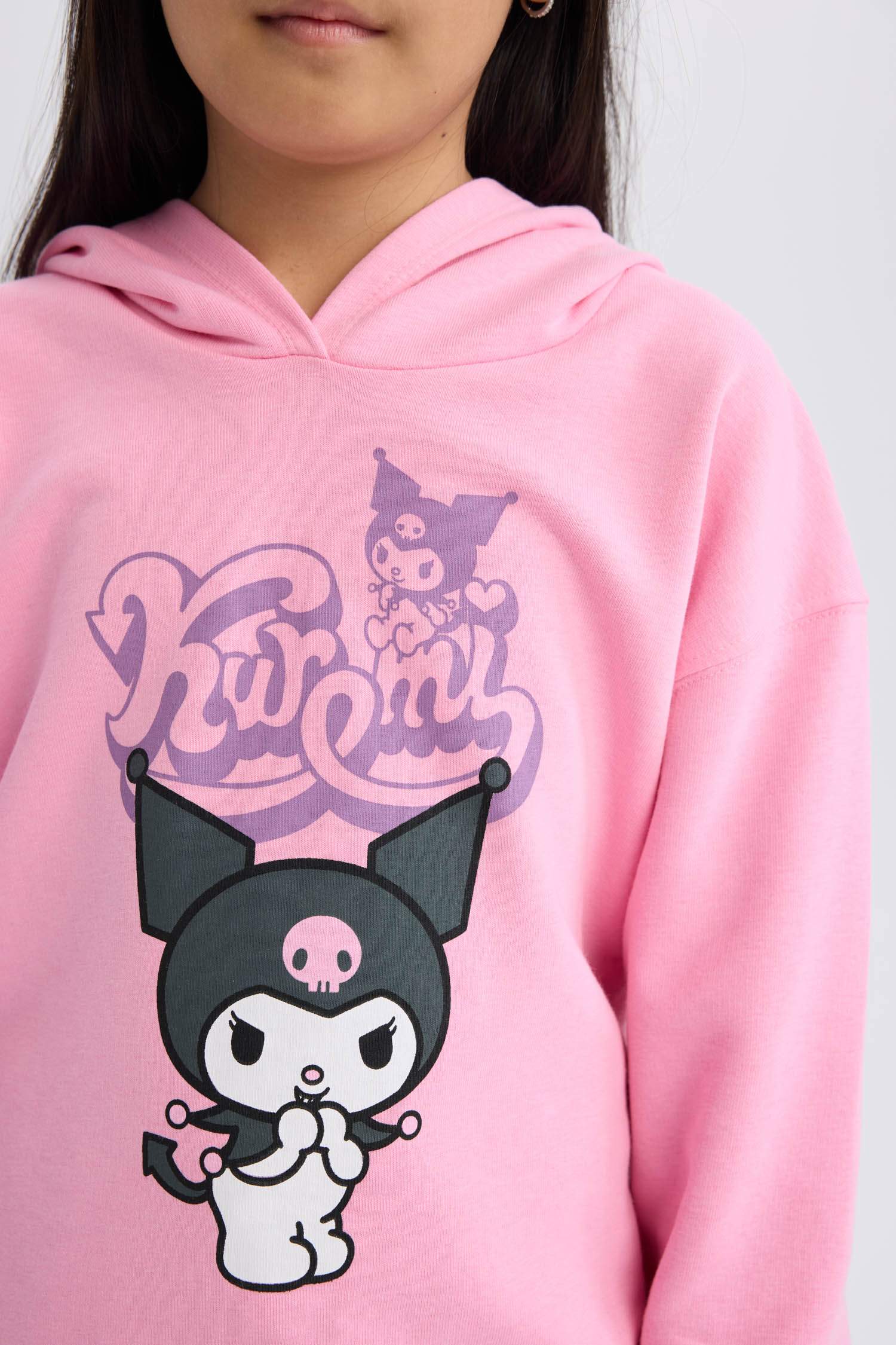 Kız Çocuk Hatsune Miku Oversize Geniş Kalıp Kapüşonlu Sweatshirt