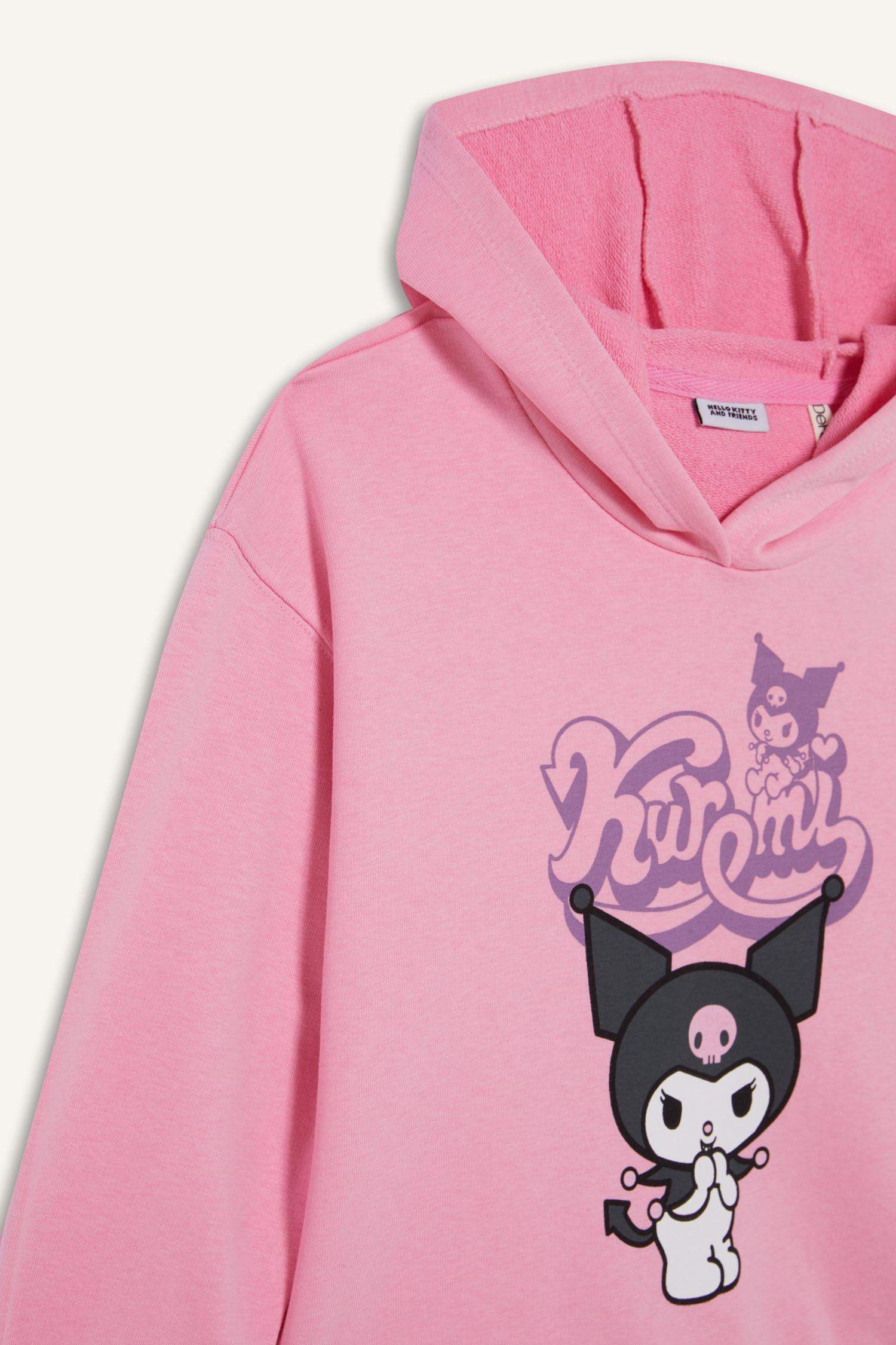 Kız Çocuk Hatsune Miku Oversize Geniş Kalıp Kapüşonlu Sweatshirt