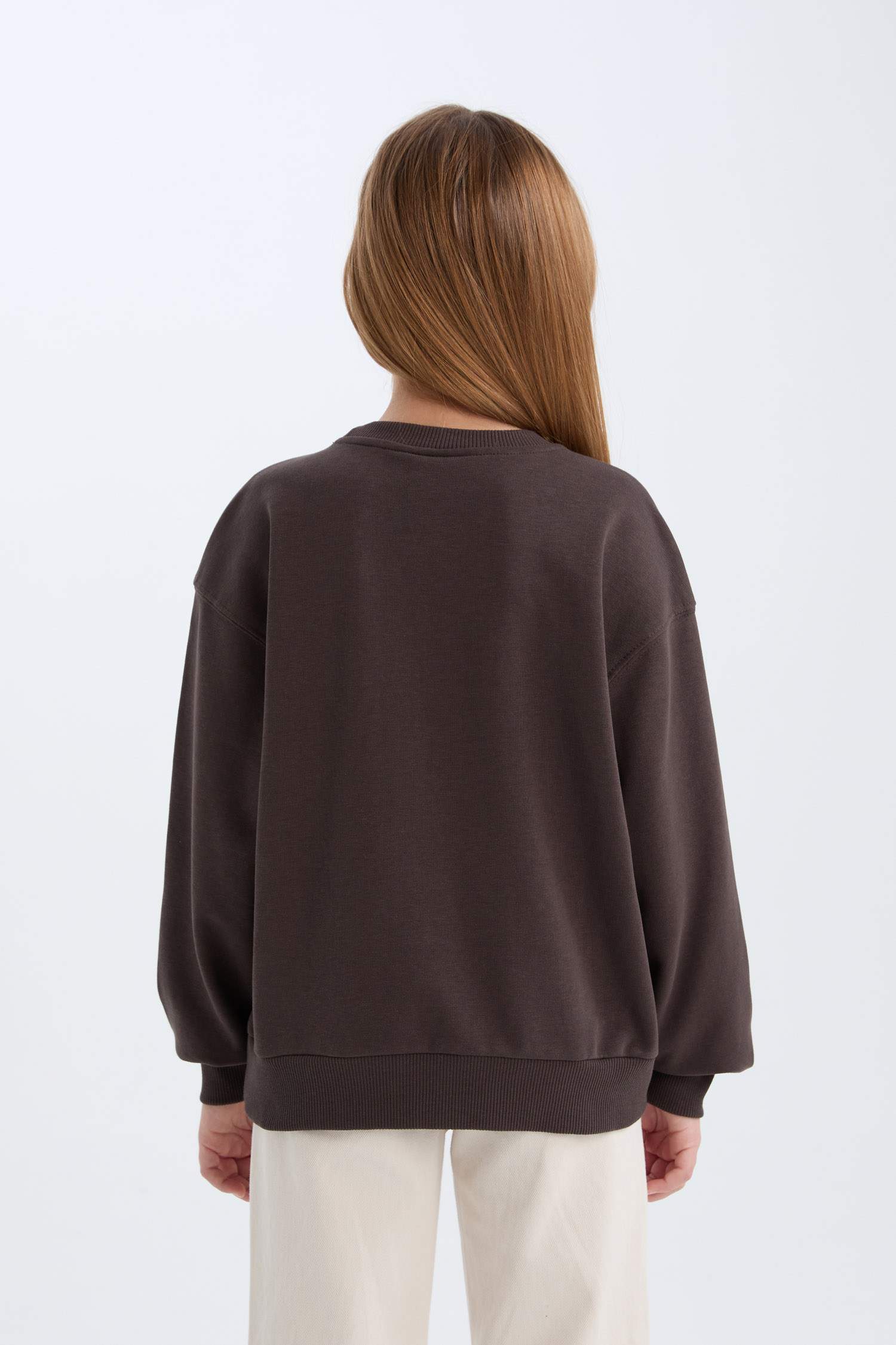 Kız Çocuk Sakura Oversize Geniş Kalıp Bisiklet Yaka Sweatshirt