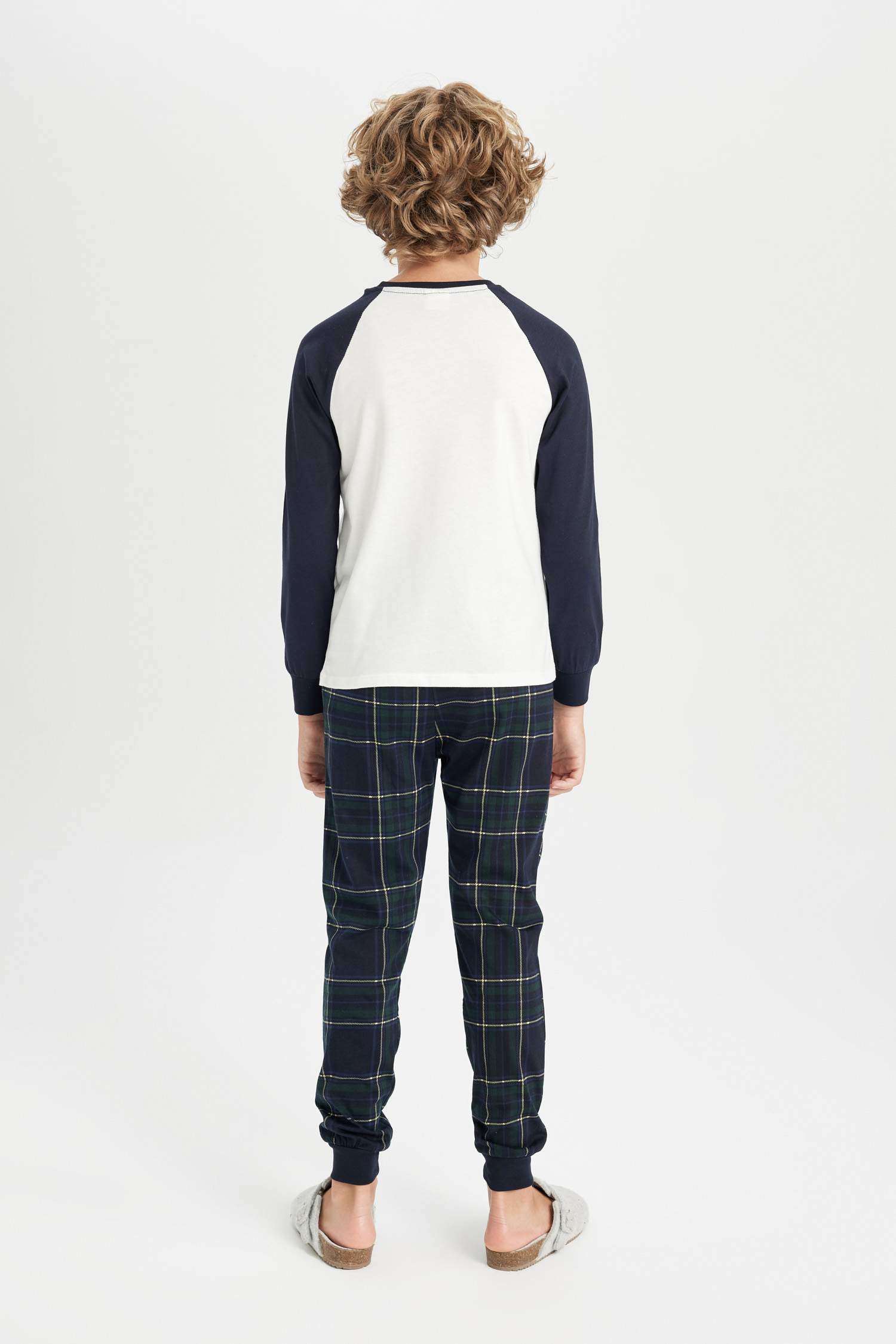 Erkek Çocuk Pijama Takım Yazı Baskılı Uzun Kollu Üst Uzun Alt