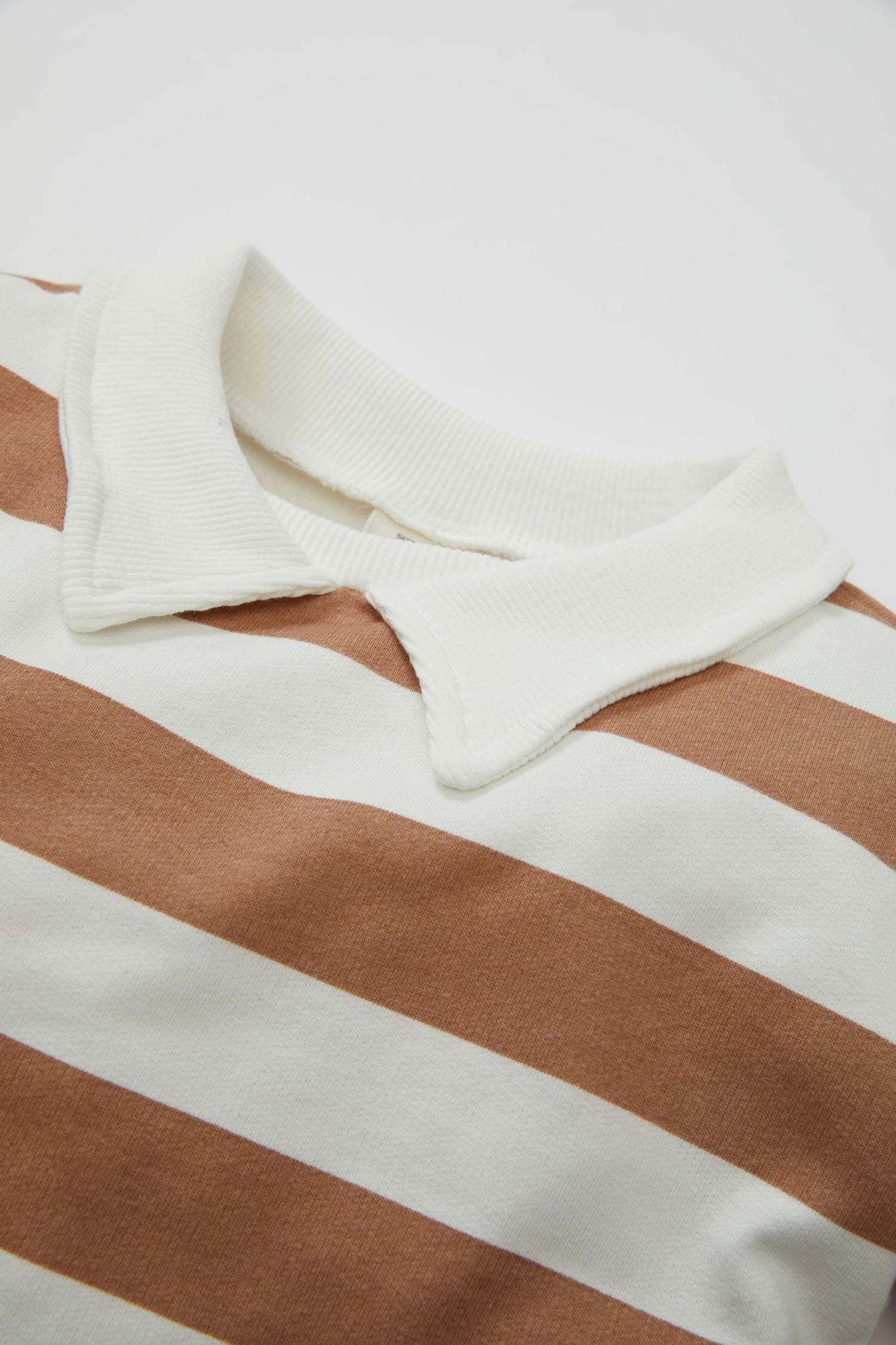 Kız Bebek 2'li Takım Polo Yaka Okul Çizgili Sweatshirt Beli Lastikli İspanyol Paça Tayt