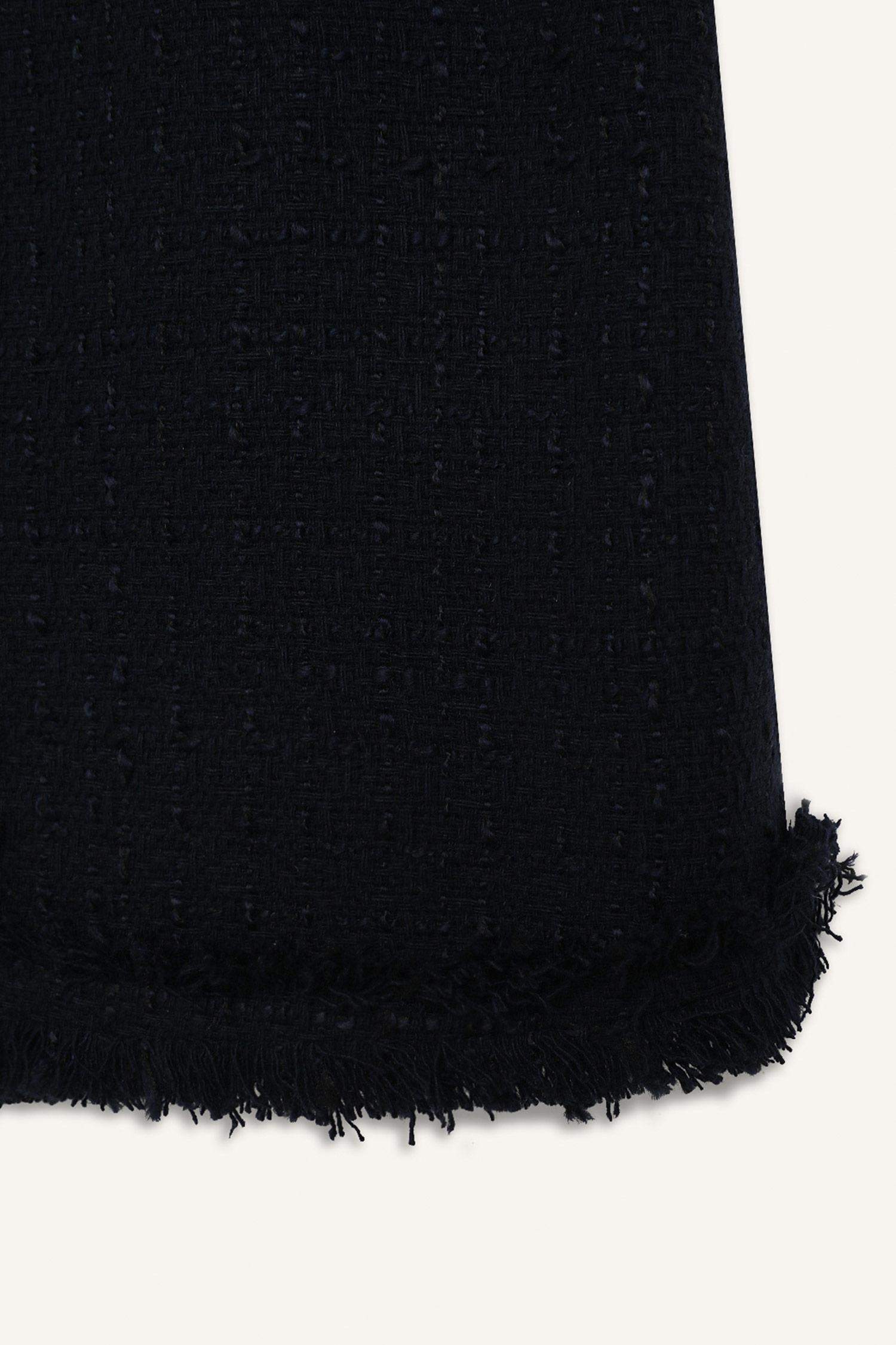 	A Kesim Yüksek Bel Basic Düz Tweed Mini Etek