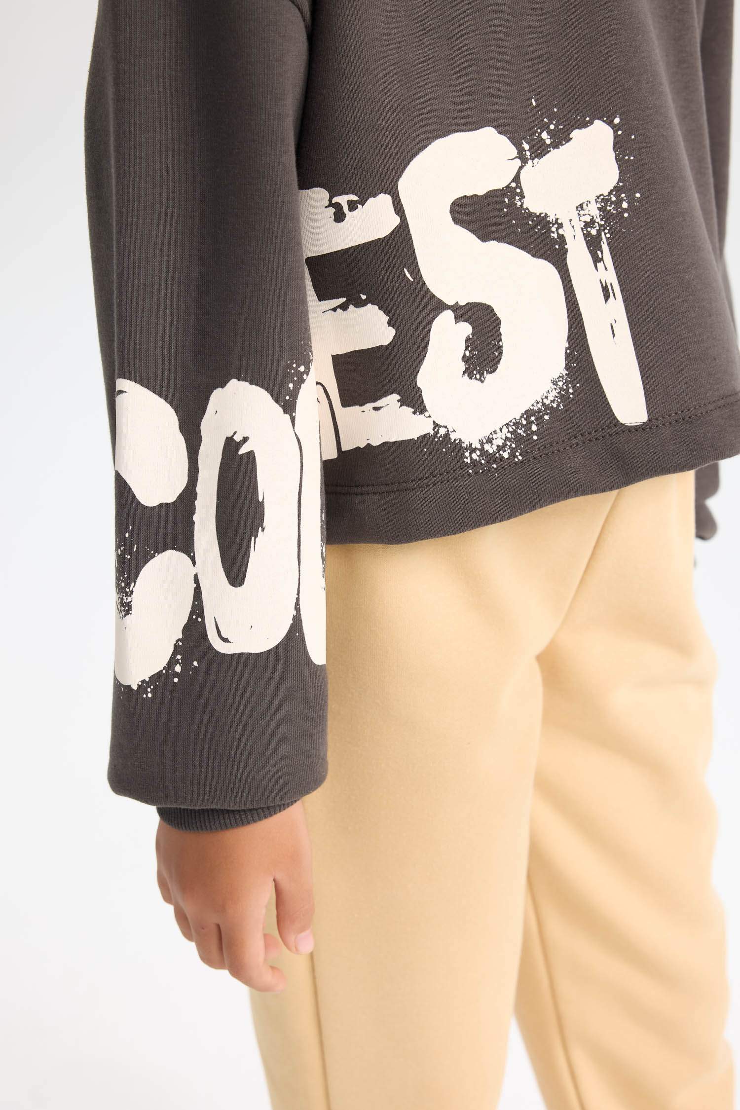 Kız Çocuk Bisiklet Yaka Baskılı Sweatshirt