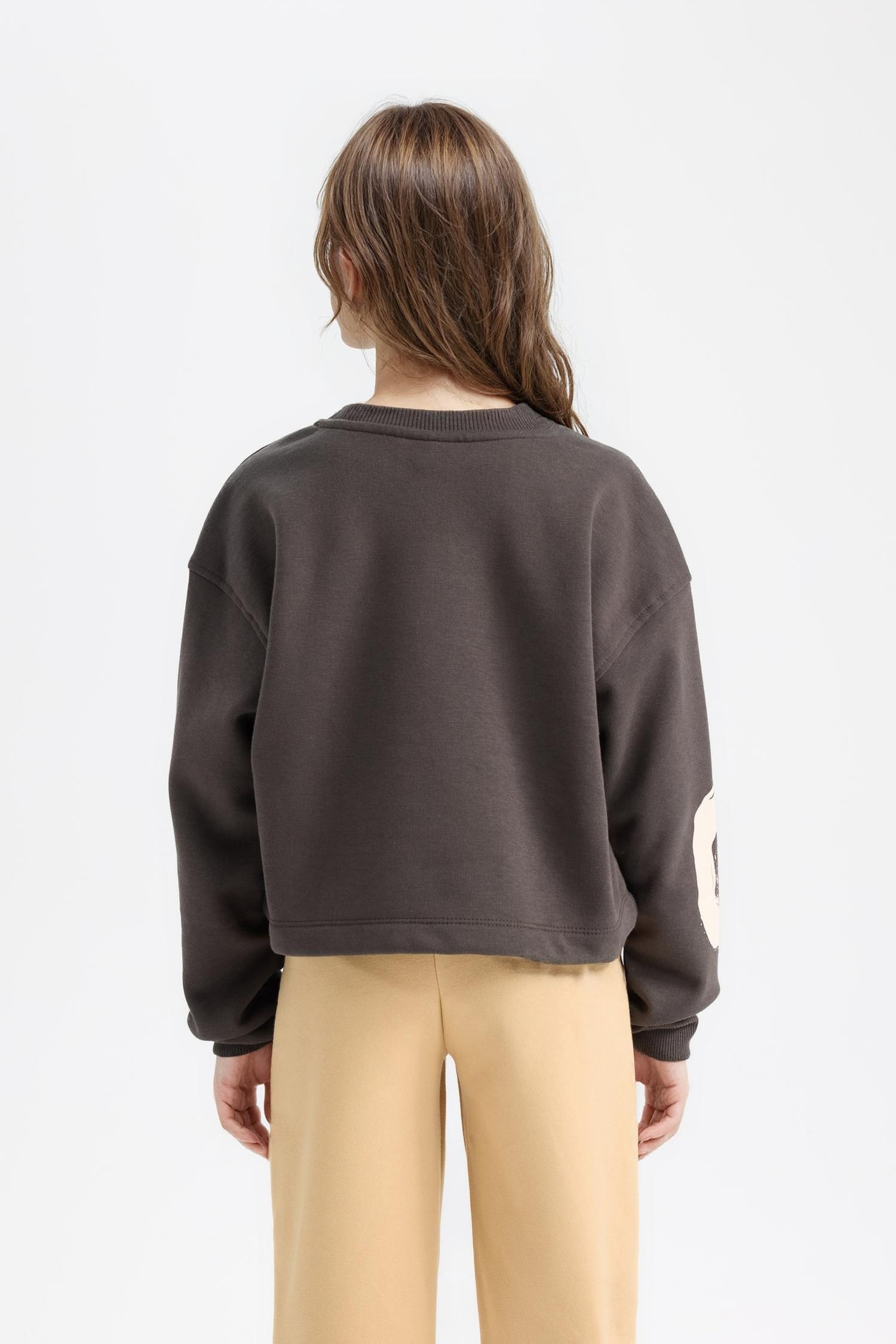 Kız Çocuk Bisiklet Yaka Baskılı Sweatshirt